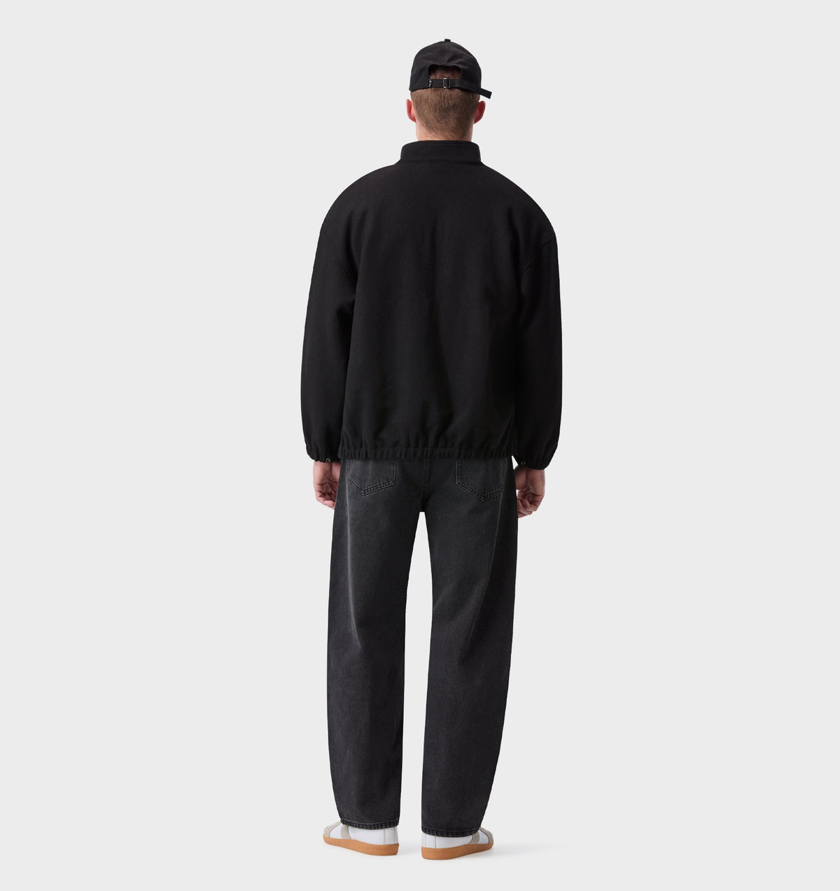 Funnel Neck Jacket - Black Wool