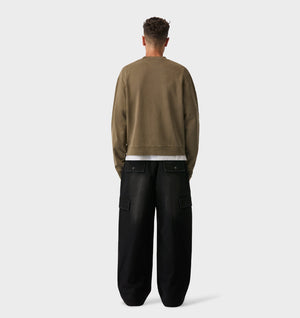 Crop Oversized Crew - Washed Mushroom