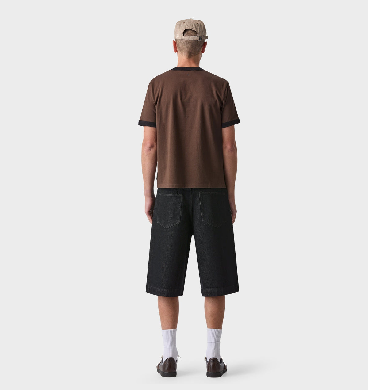 Wide Leg Pleat Denim Short - Black