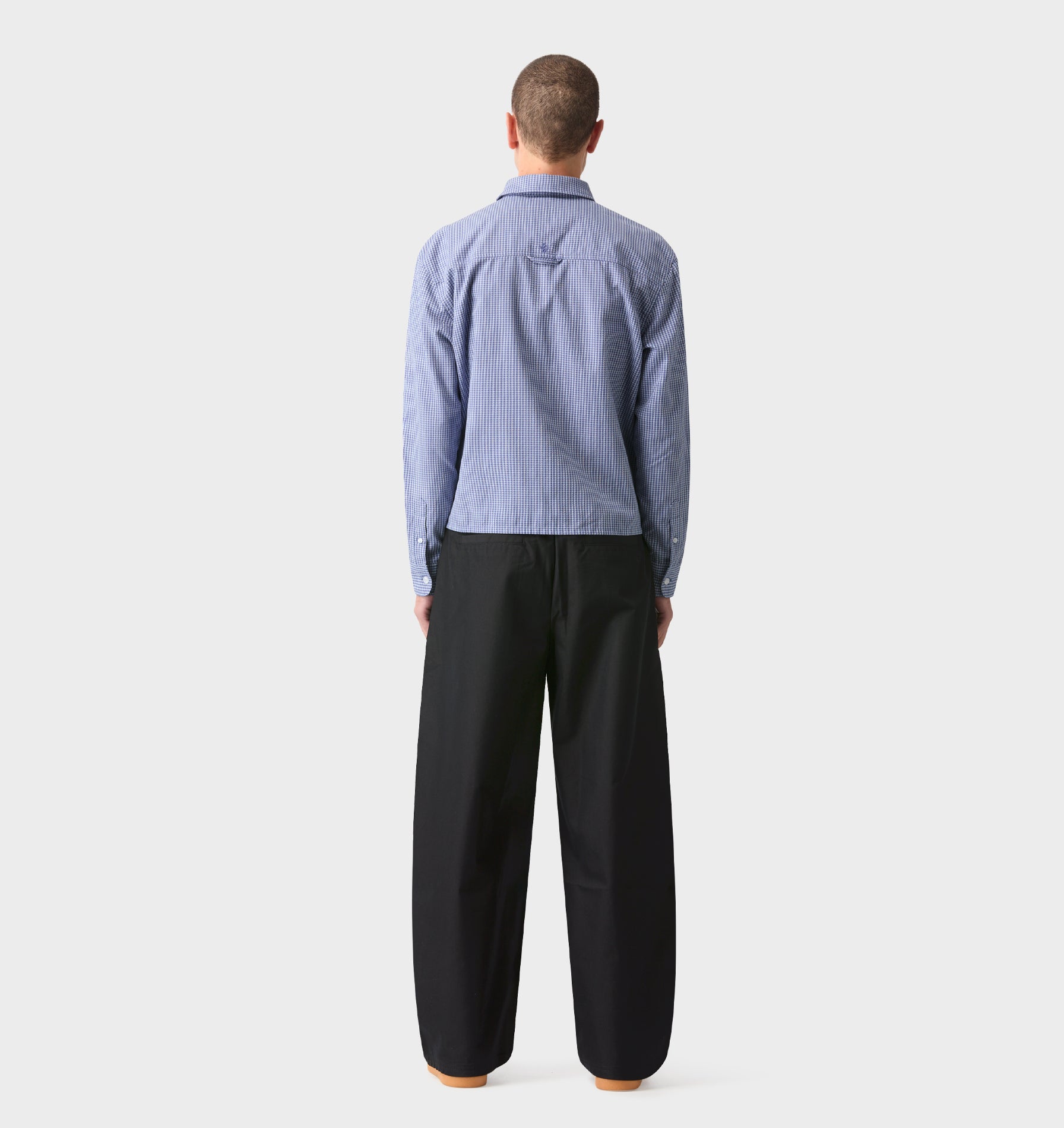 Crop LS Shirt - Light Blue Check
