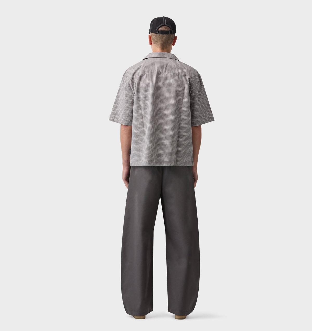 Box Cuban Collar Shirt - Concrete Check