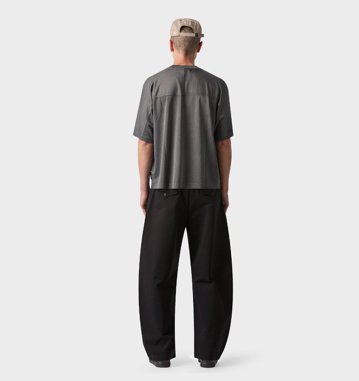 Mesh Crop Box Tee - Washed Black