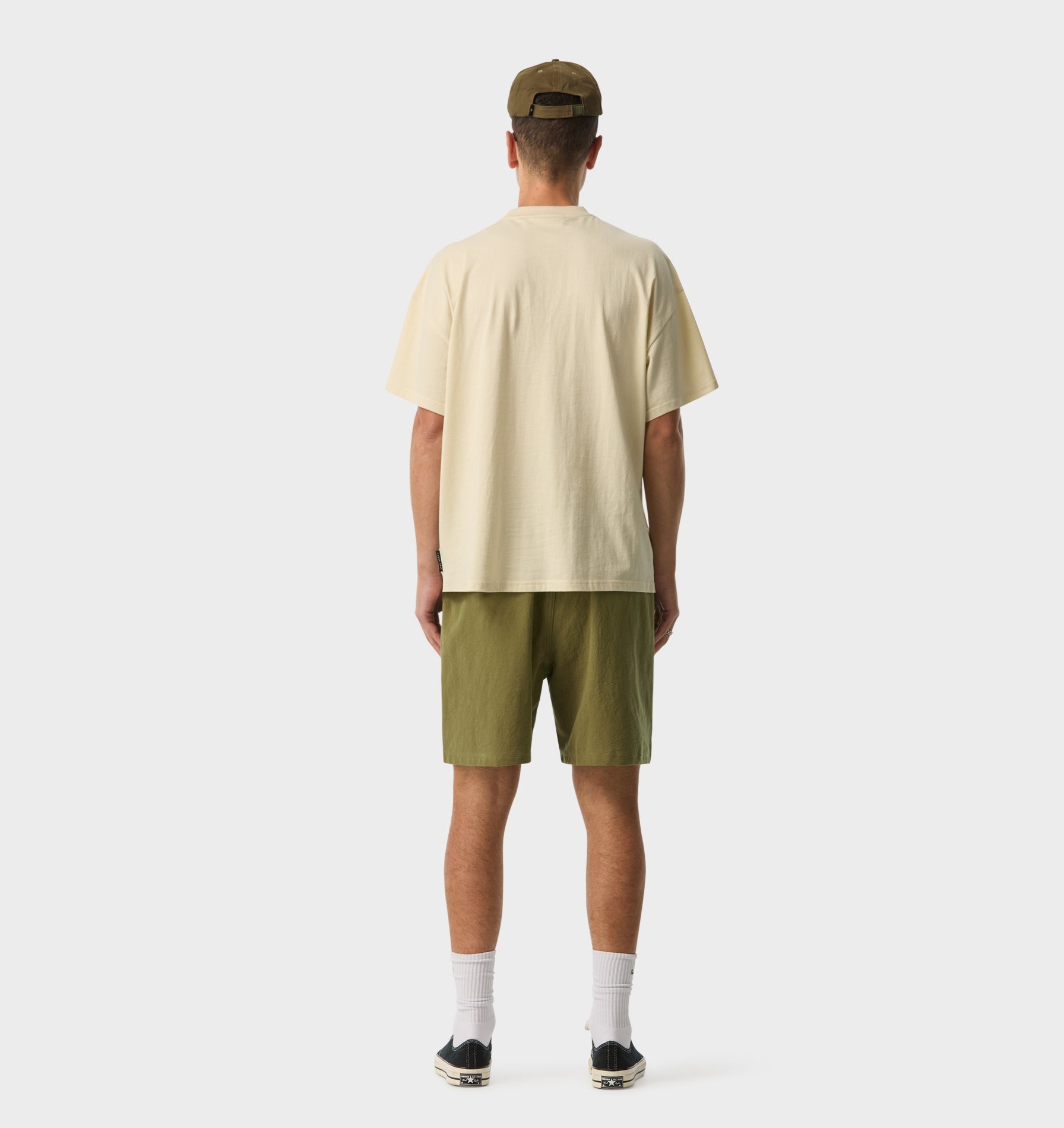 Linen Michael Pleat Short - Dusty Green