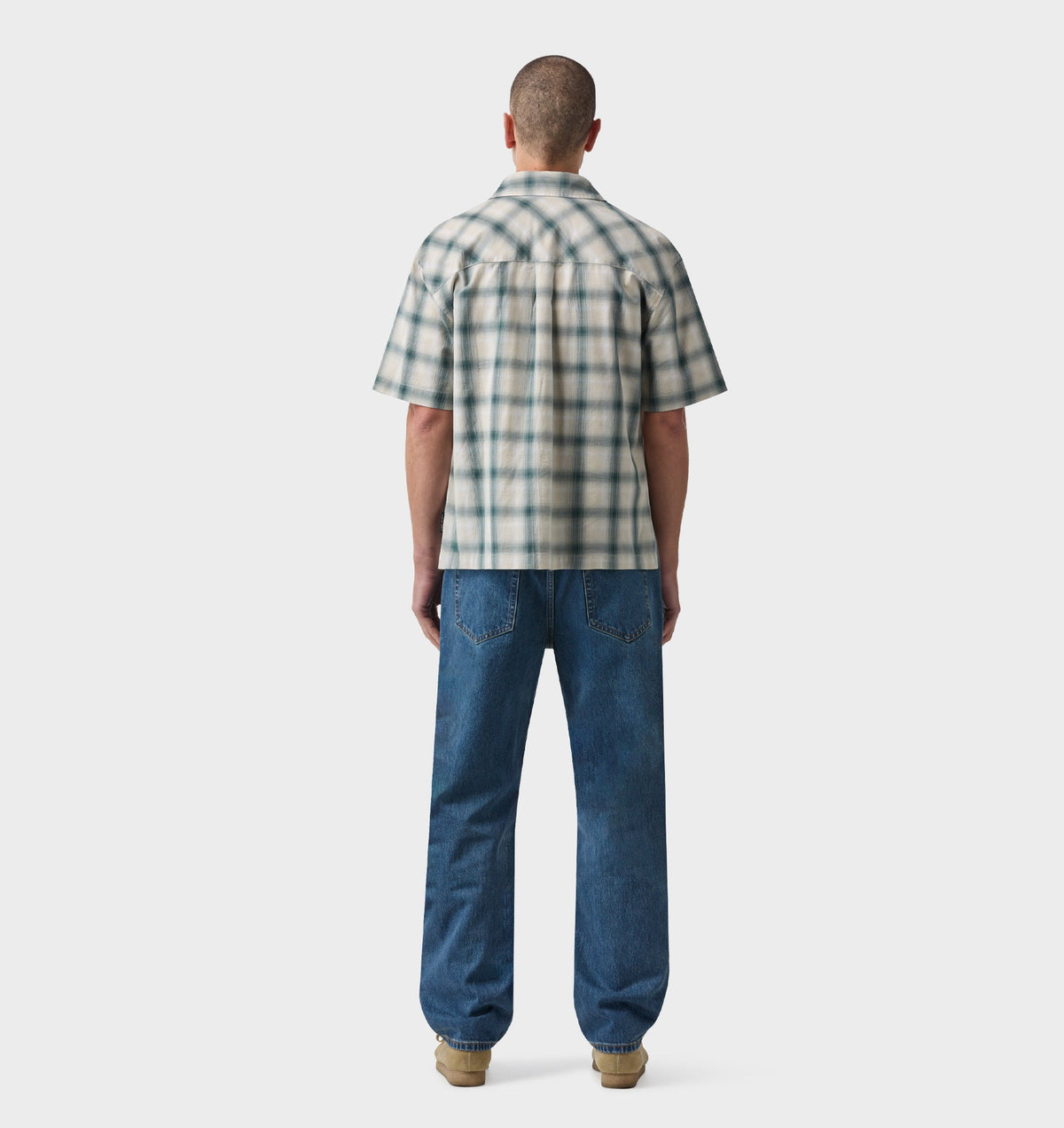 Arlo SS Shirt - White/Teal Check