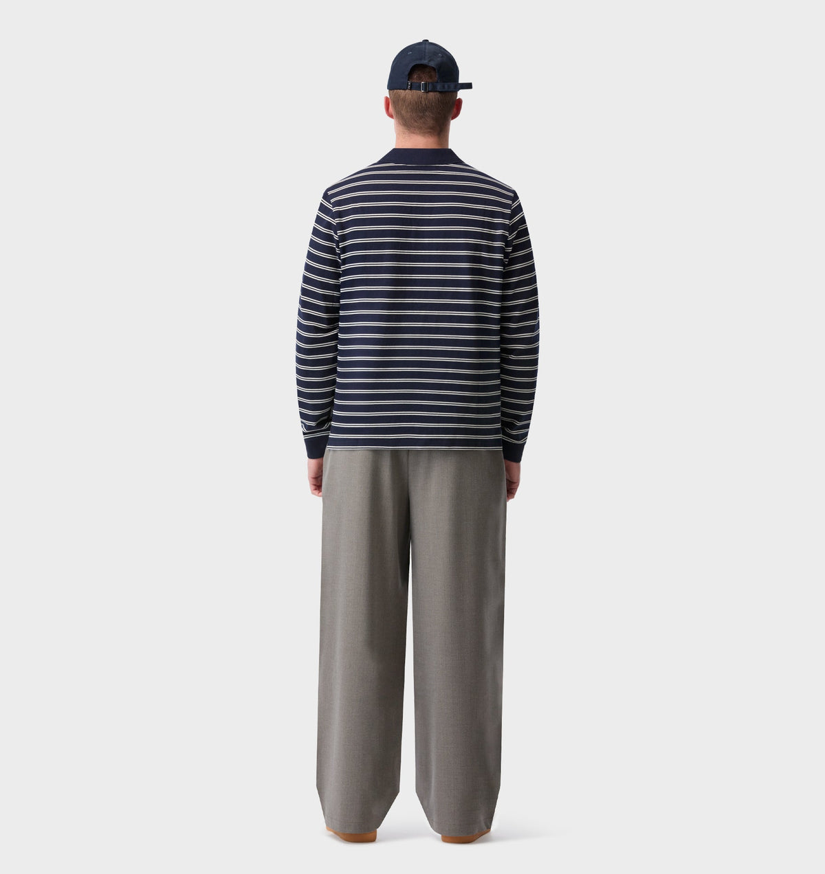 Polo LS Shirt - Navy/Off White Stripe