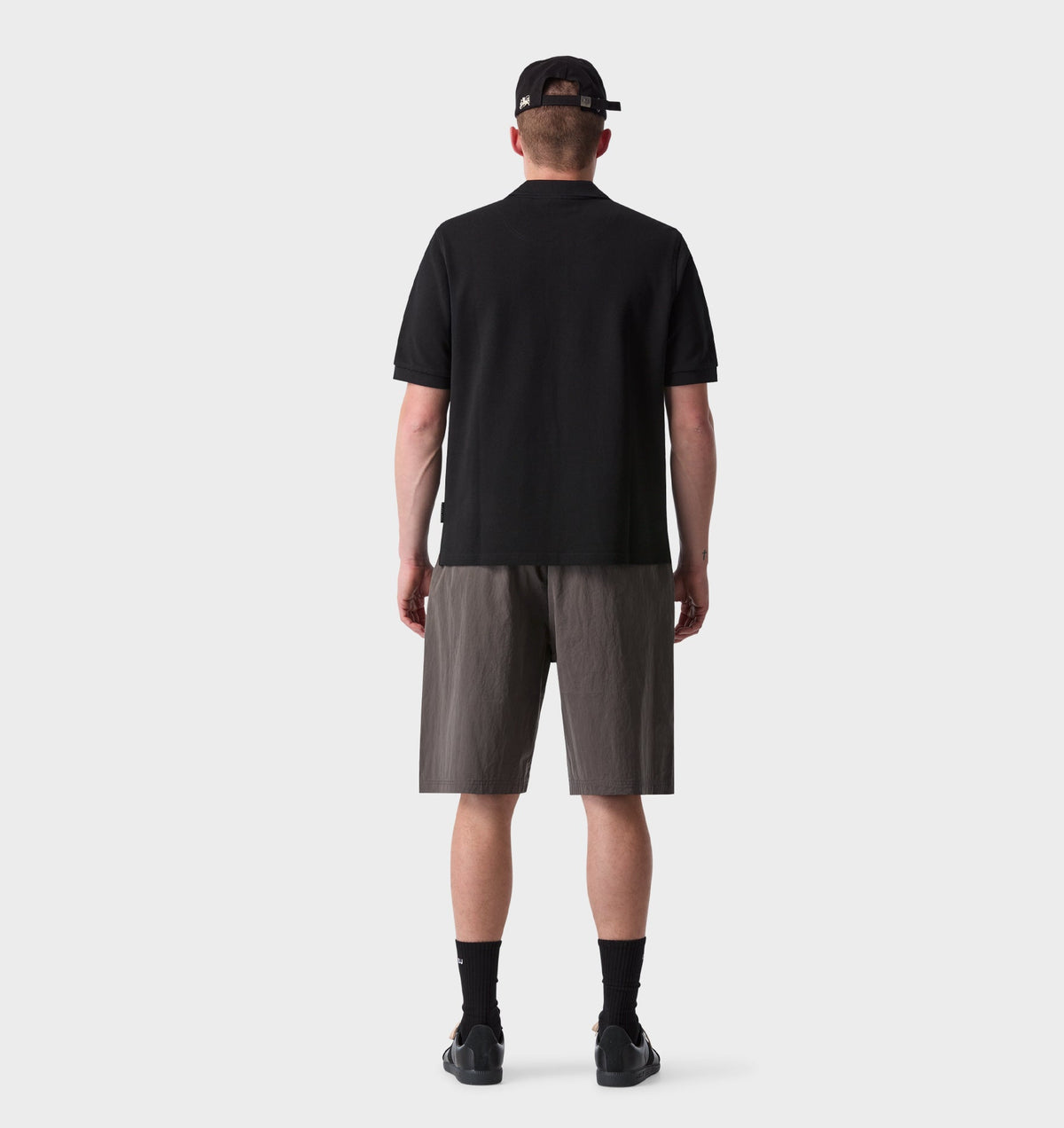 Nylon Alby Pleated Short - Charcoal