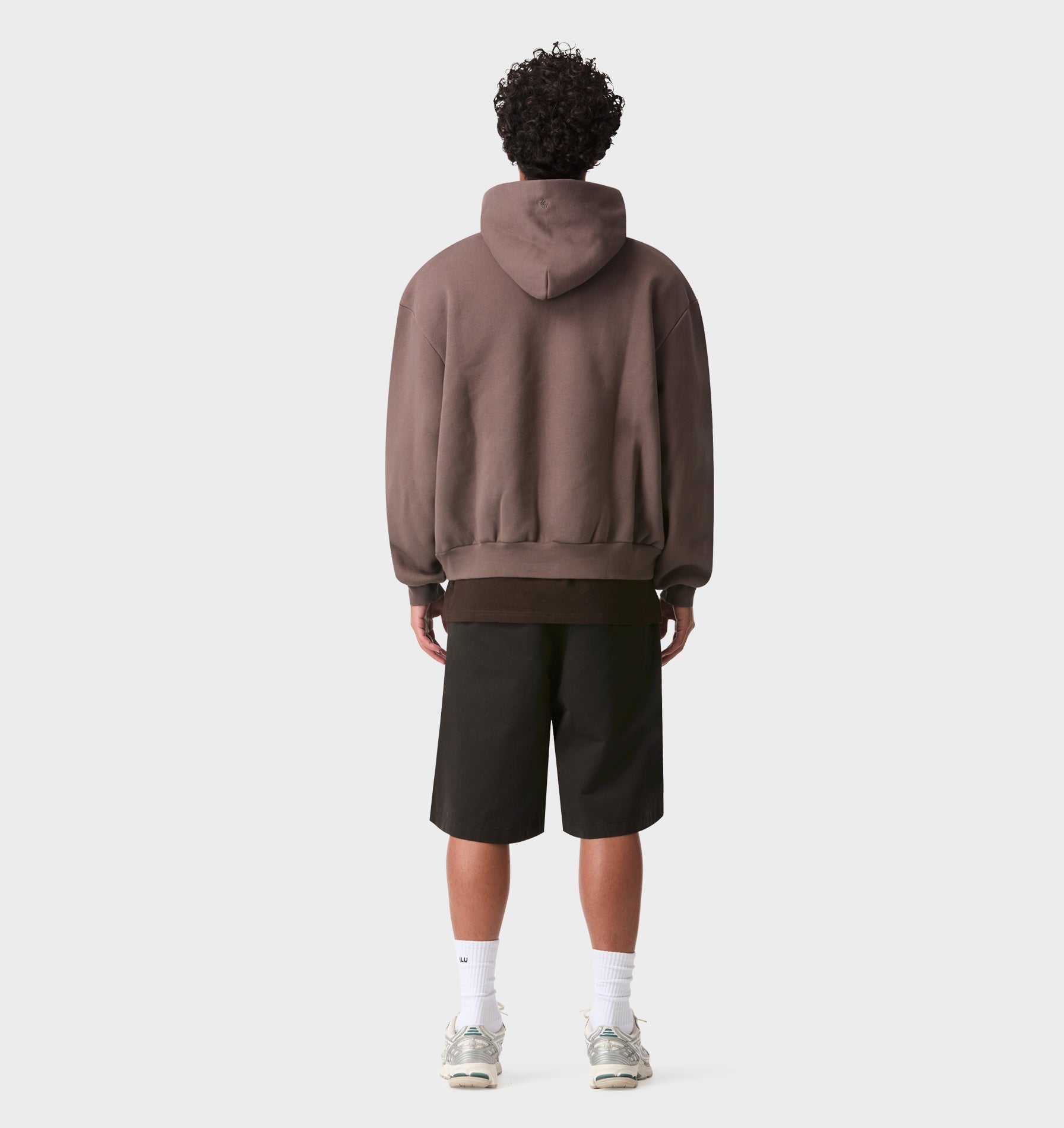 Heavy Crop Zip Hood - Dusky Brown