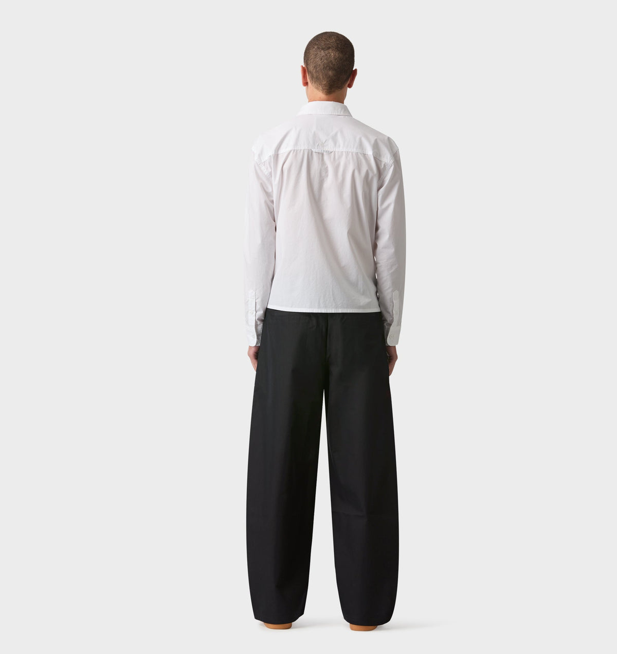 Crop LS Shirt - White Poplin