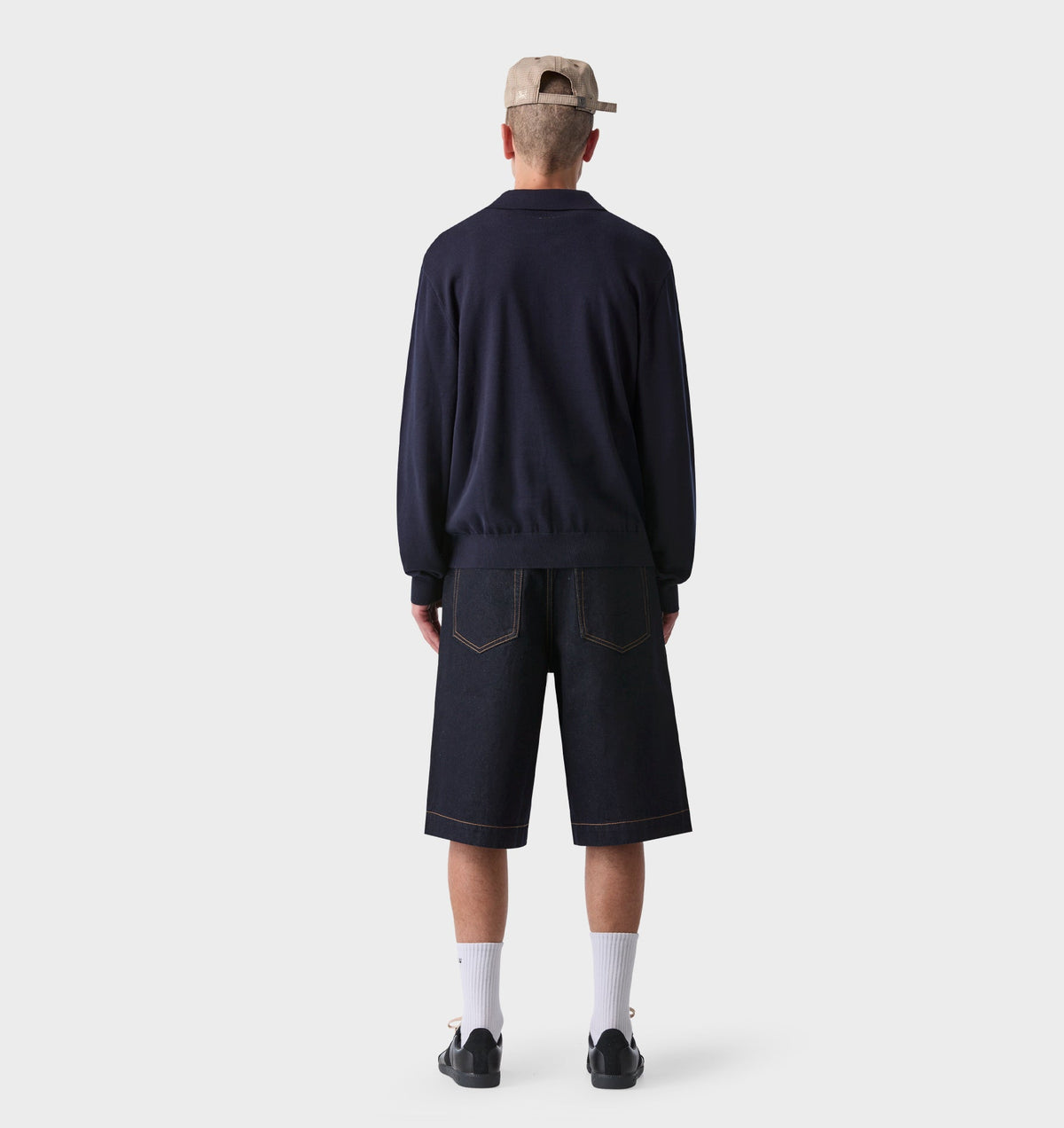 Wide Leg Pleat Denim Short - Indigo