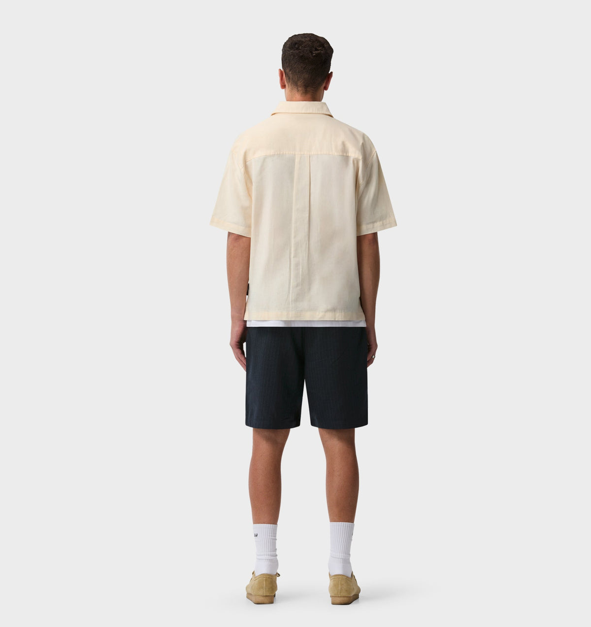 Quincy Pleated Short - Navy Pinstripe