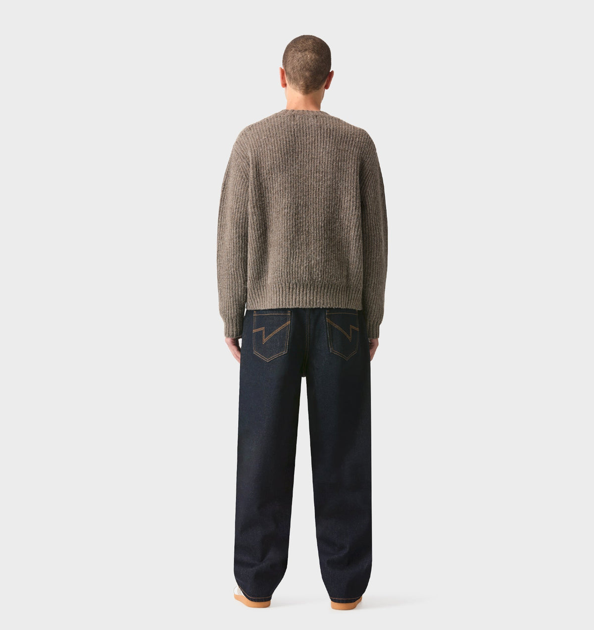 Wool Crop Knit Sweater - Mushroom