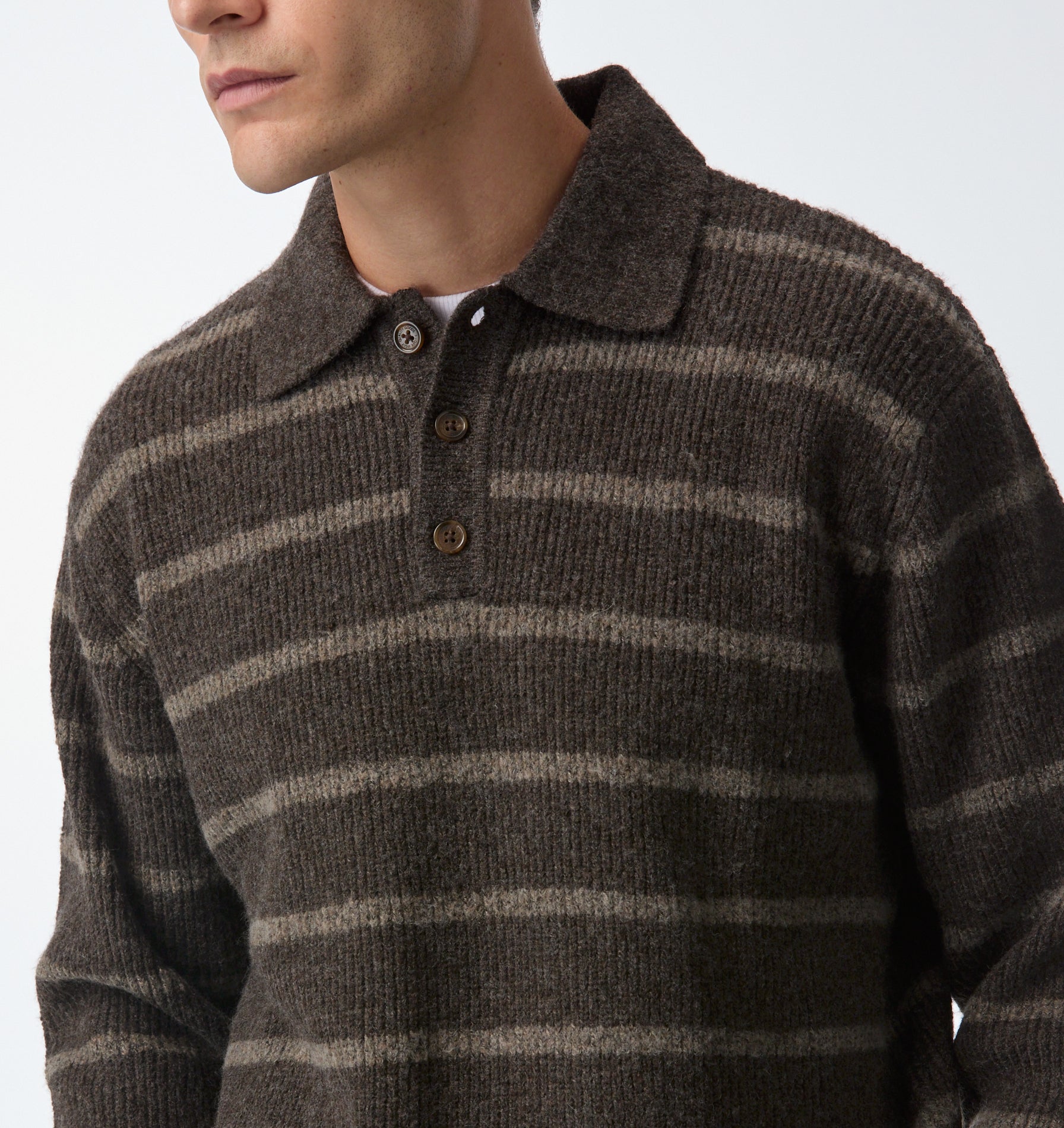 Knit Aldern Striped Pullover - Brown Stripe