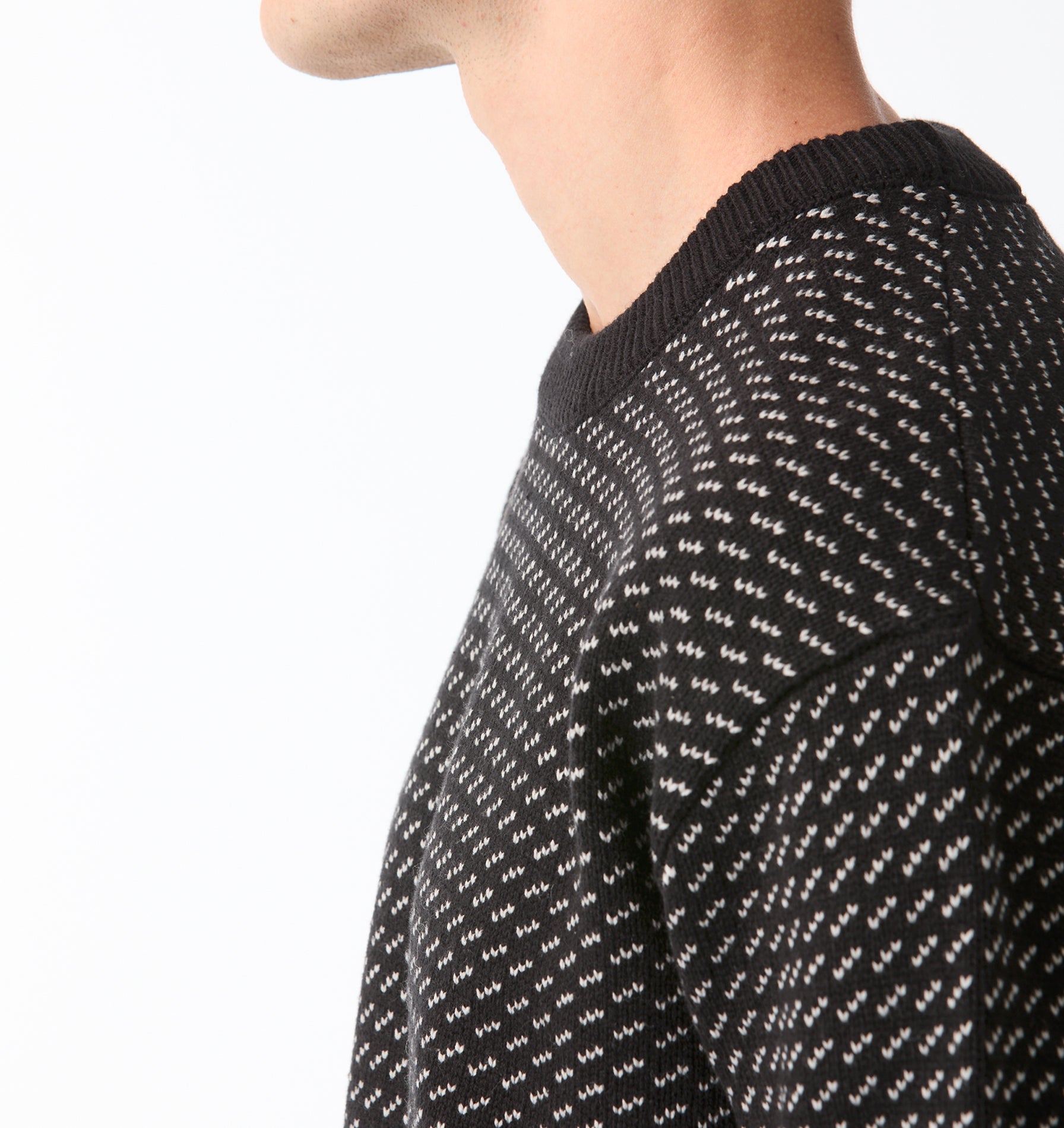 Crop Knit Sweater Textured - Black / Grey