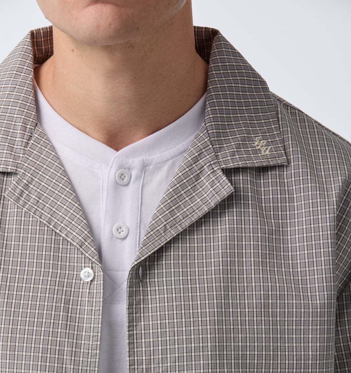 Box Cuban Collar Shirt - Concrete Check