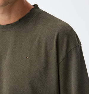 Distressed Oversized Tee - Faded Green