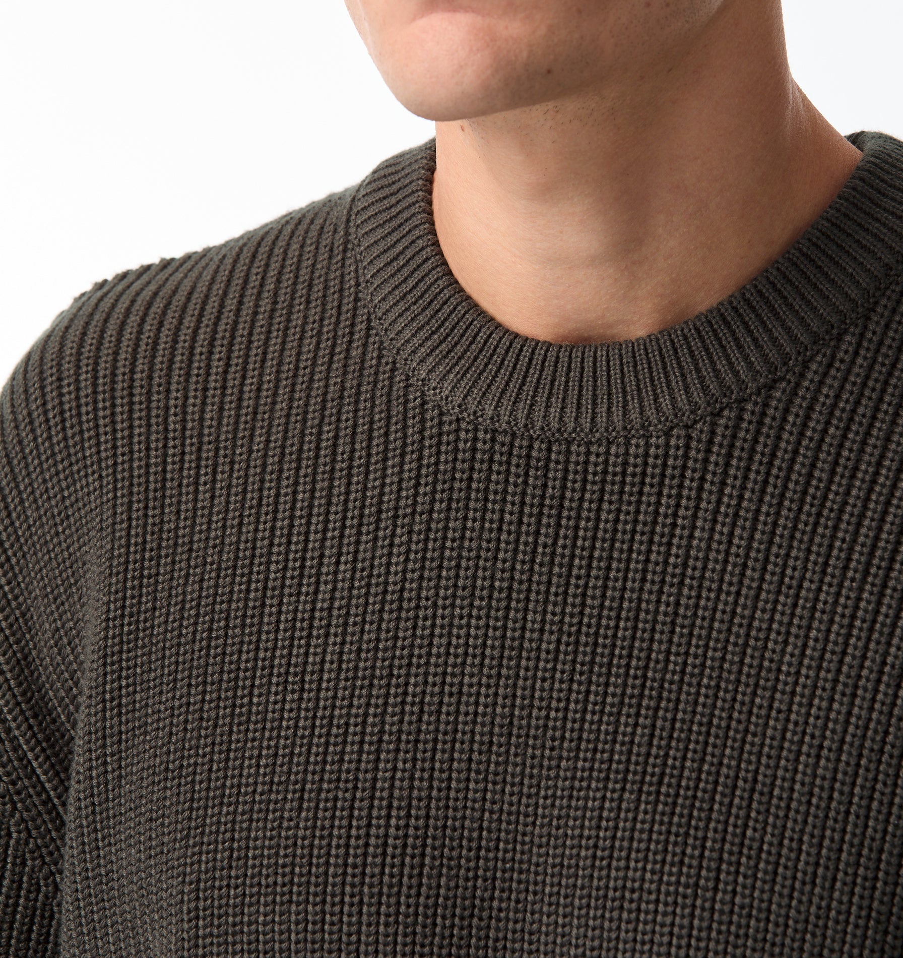 Cropped Knit Sweater - Flint Grey