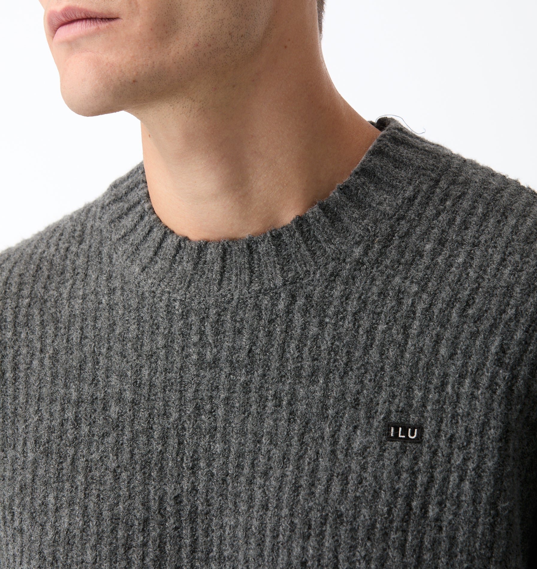 Wool Crop Knit Sweater - Charcoal