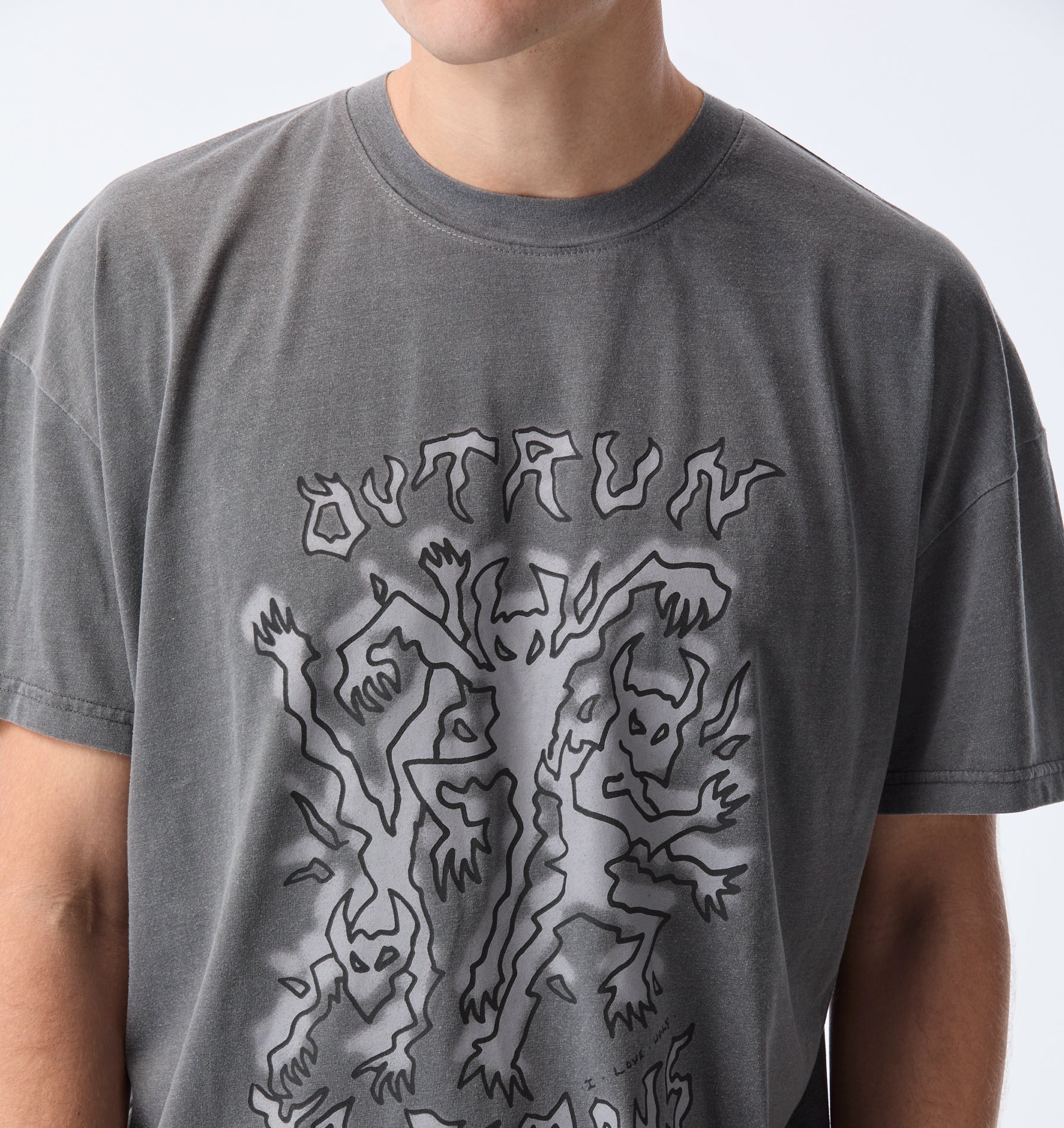 Demon Active Crop Tee - Washed Black