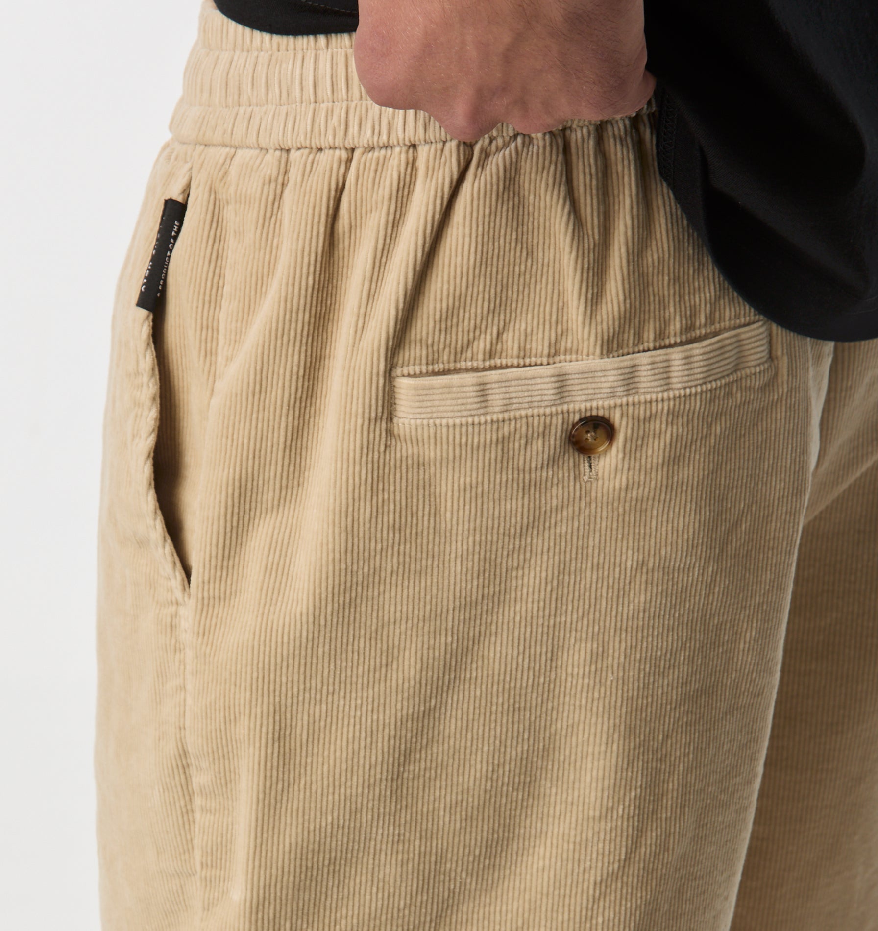 Michael Pleat Cord Short - Sand