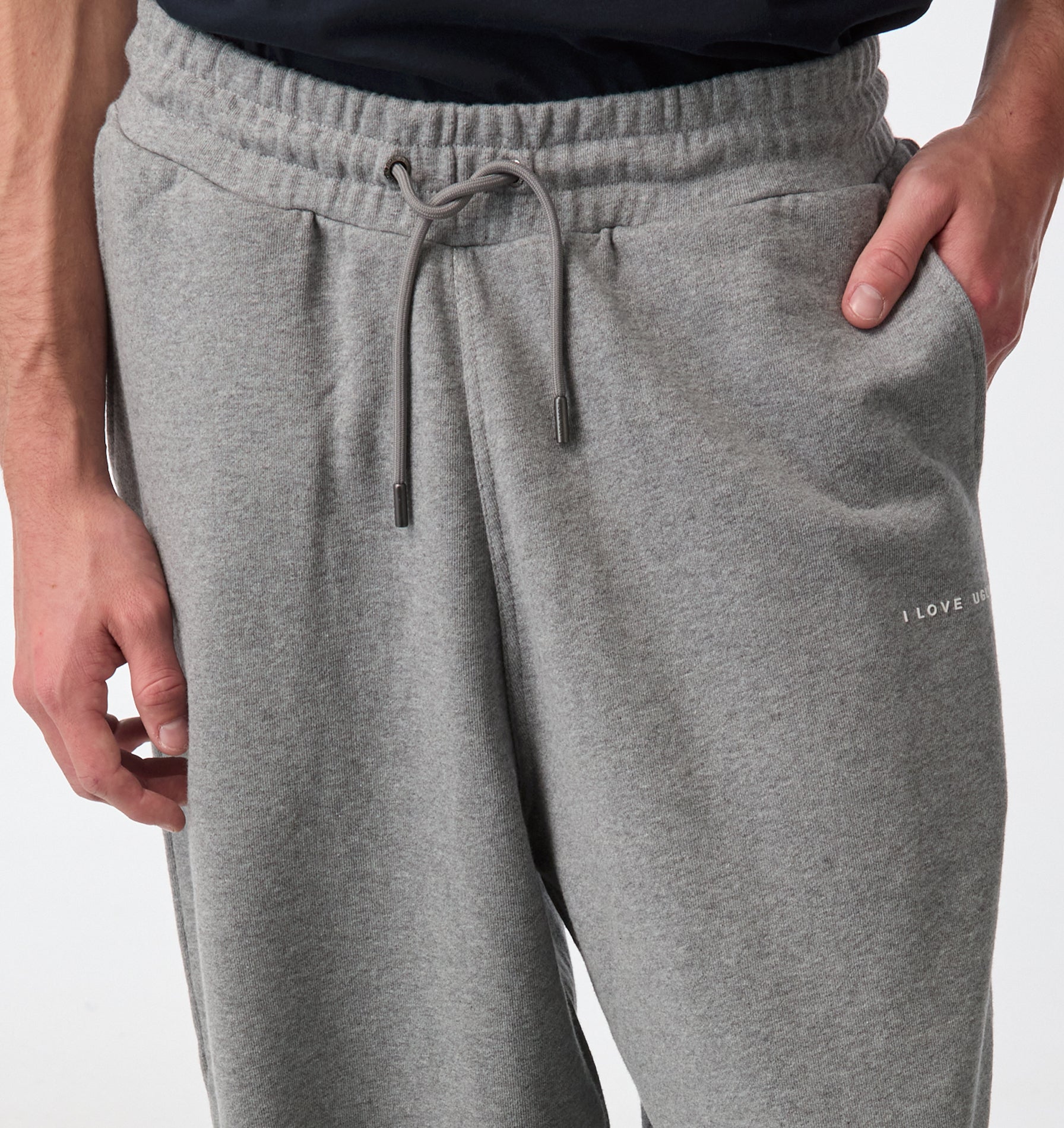 Wide Leg Track Pant - Grey Marle