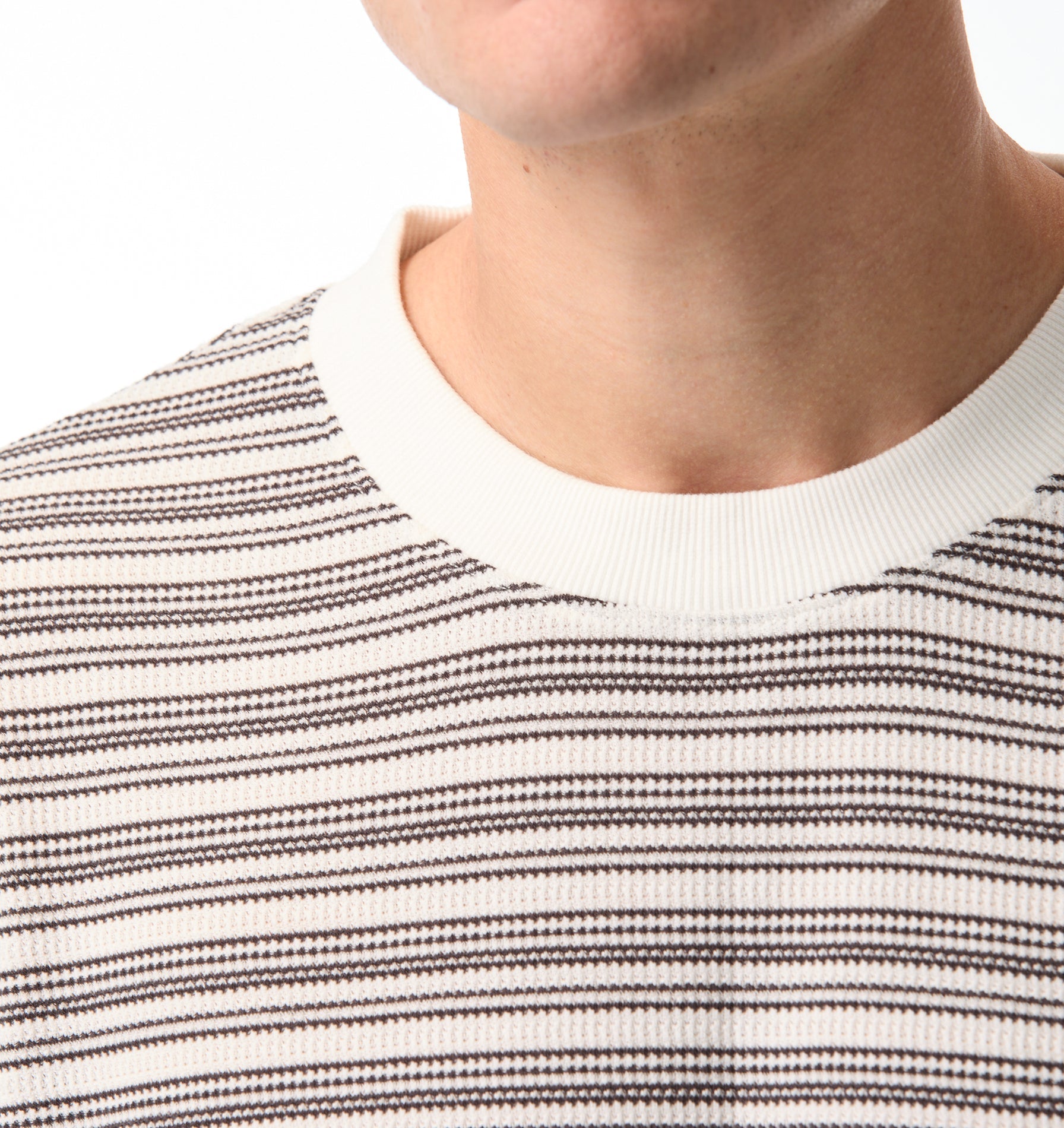 Crop Box LS Tee - White/Black Stripe