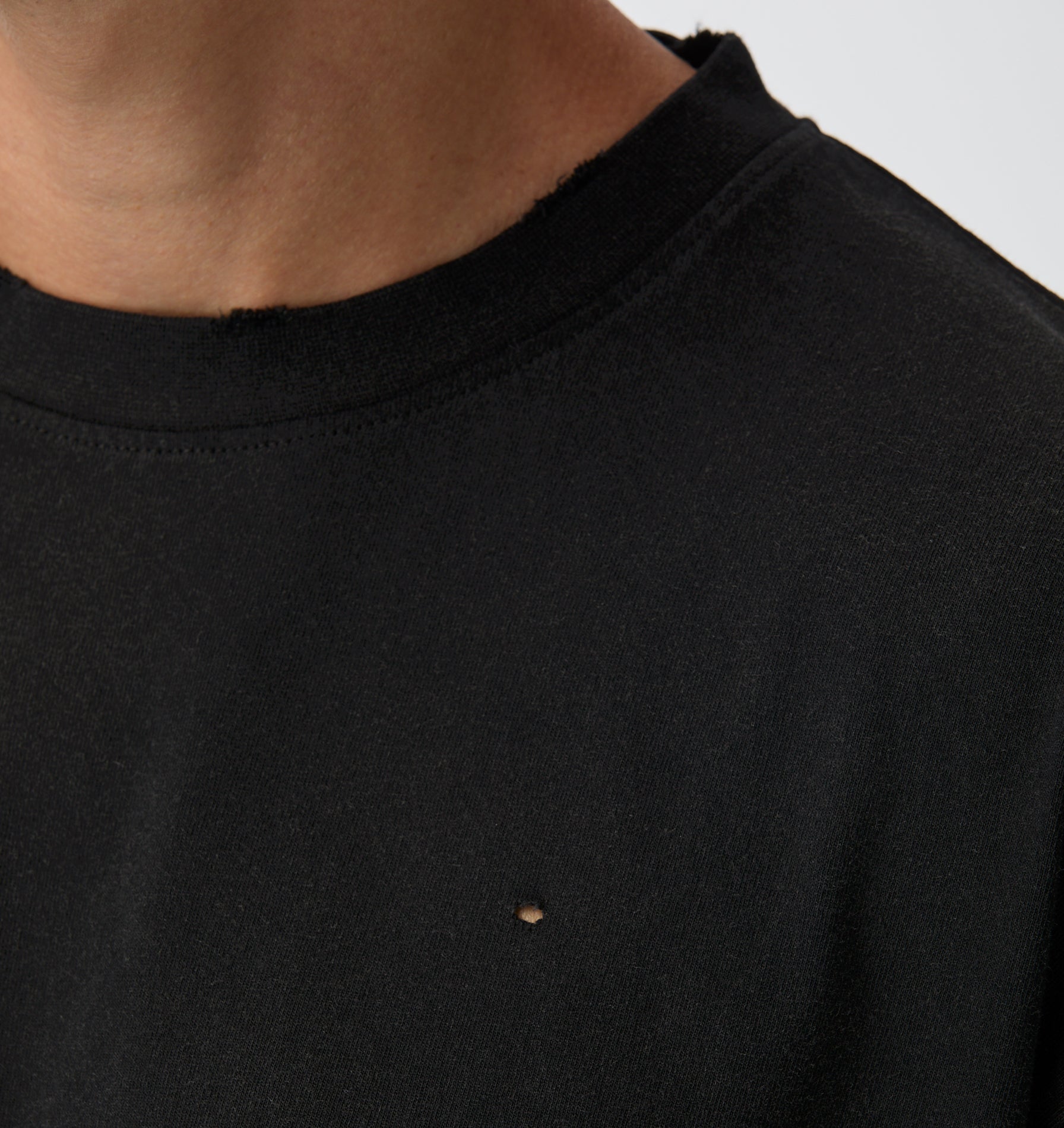 Distressed Oversized Tee - Faded Black