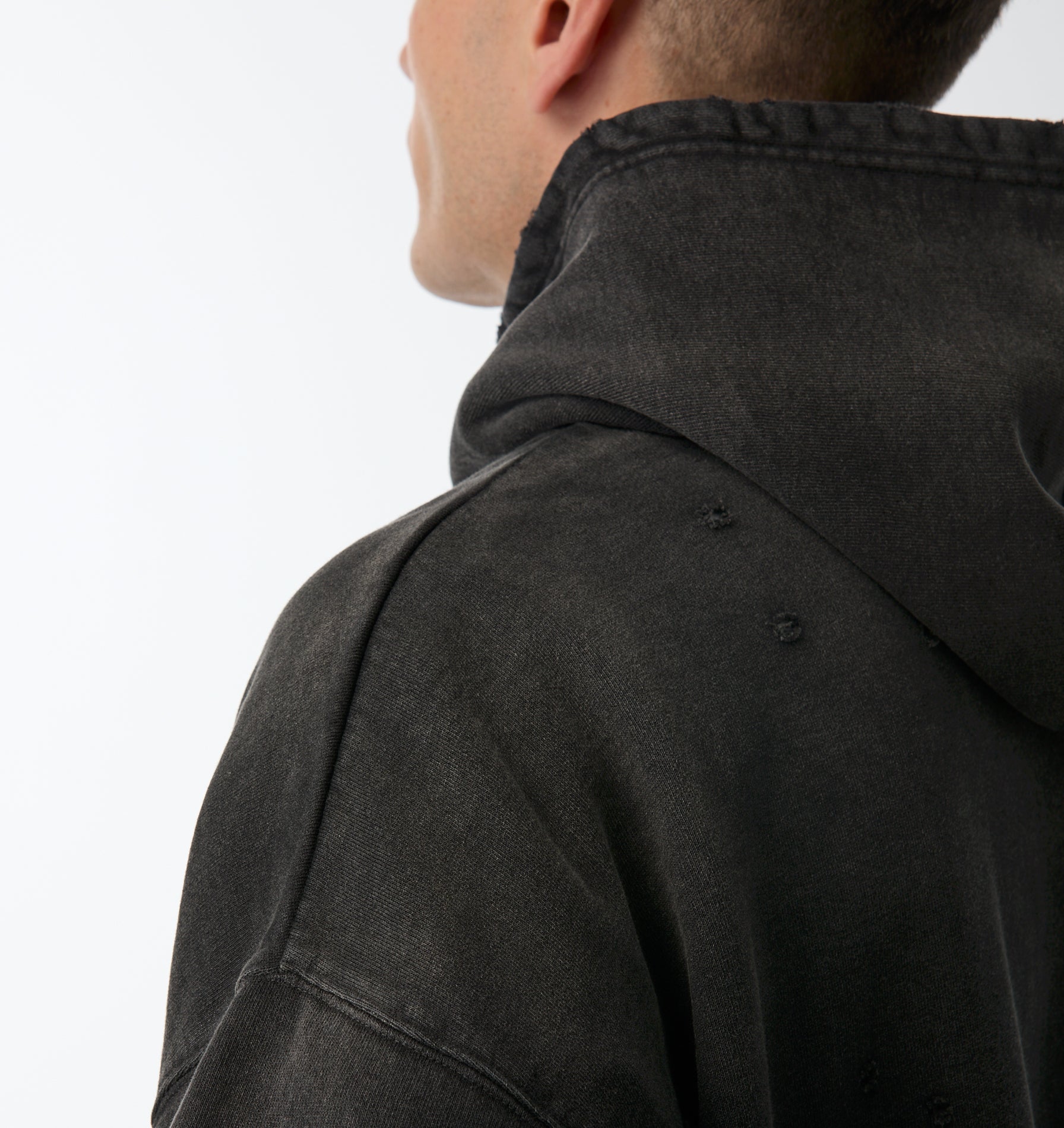 Distressed Oversized Hood - Faded Black