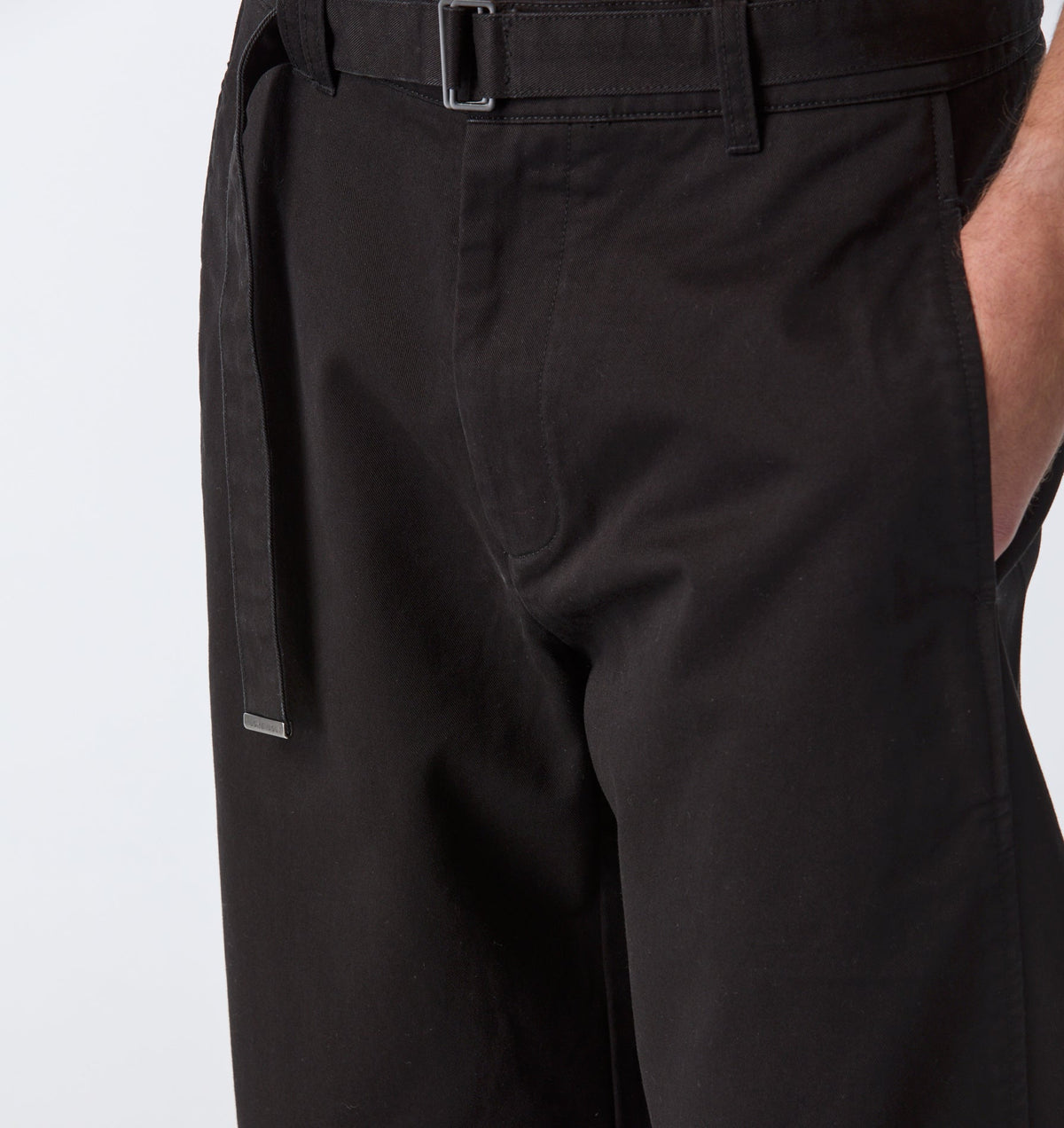 Belted Barrel Leg Pant - Black
