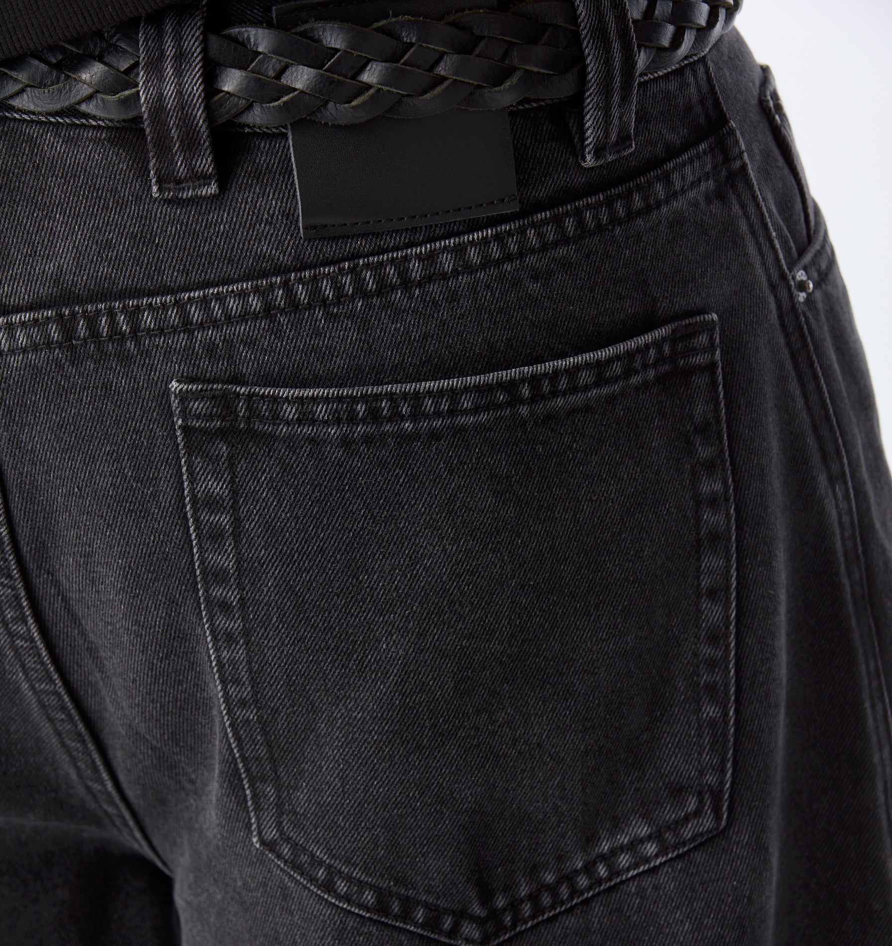 Barrel Leg Denim - Washed Black