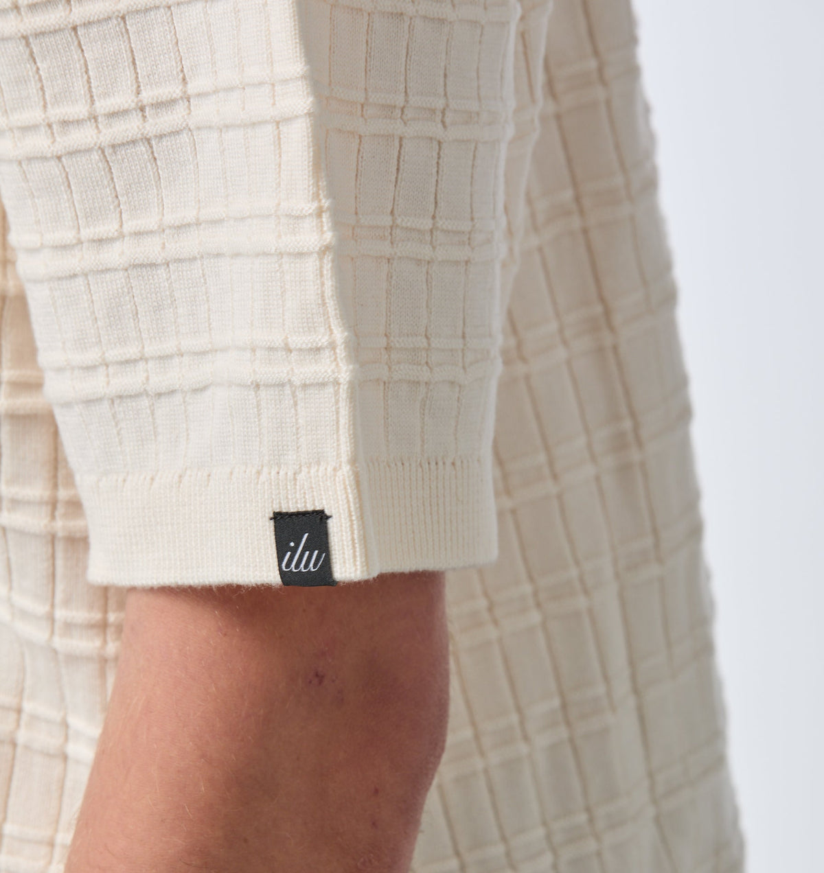 Grid Box Knit Polo - Off White