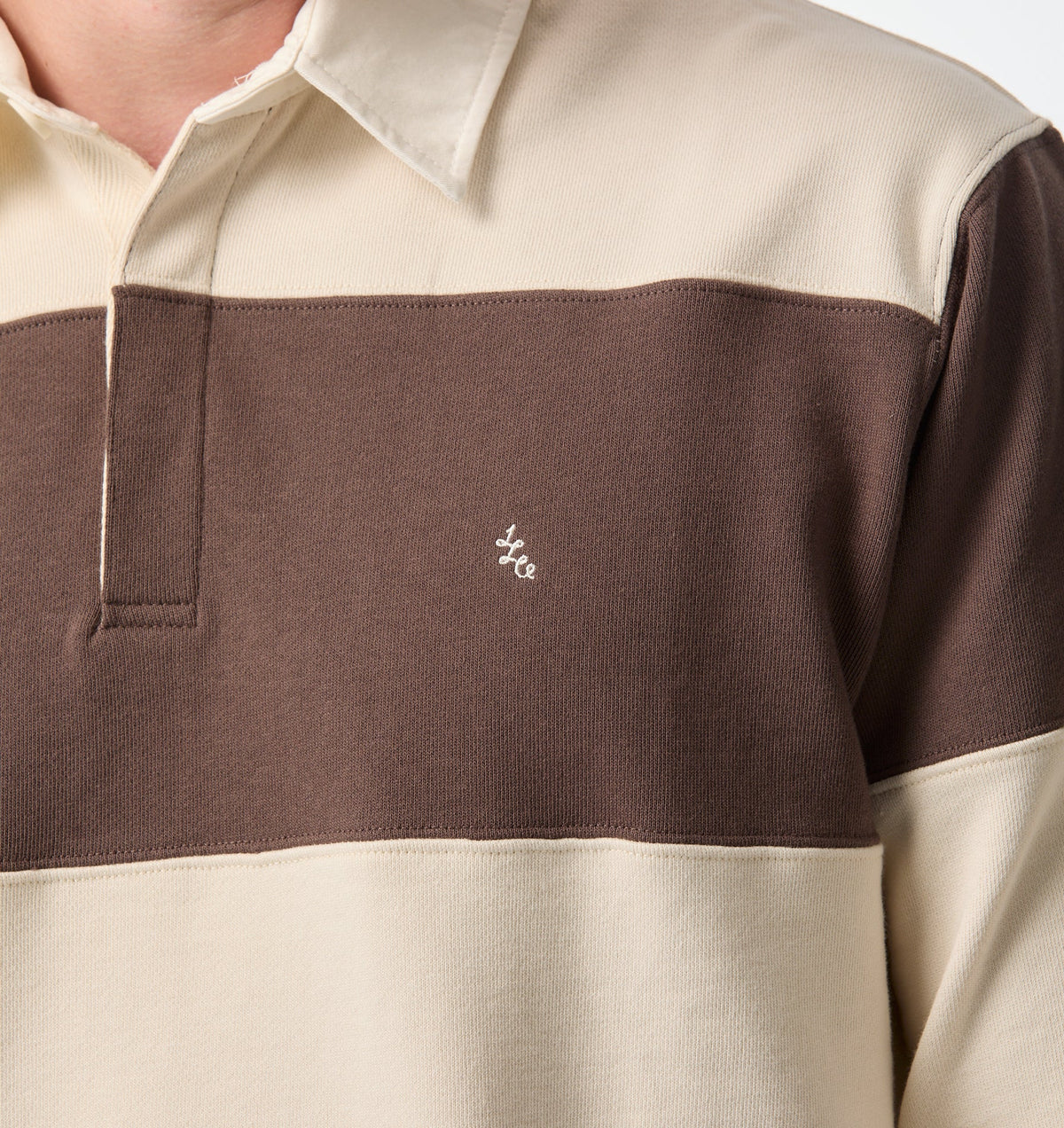Stripe LS Rugby - Brown/Off White