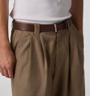 Alby Pleated Short - Beige Houndstooth