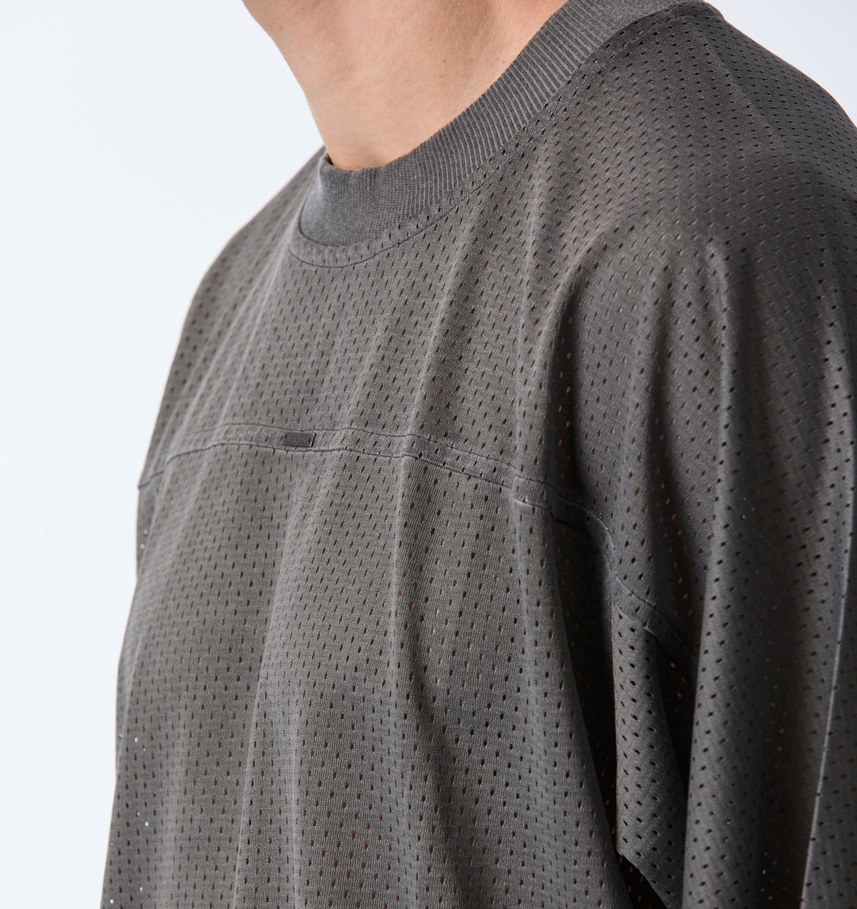 Mesh Crop Box Tee - Washed Black