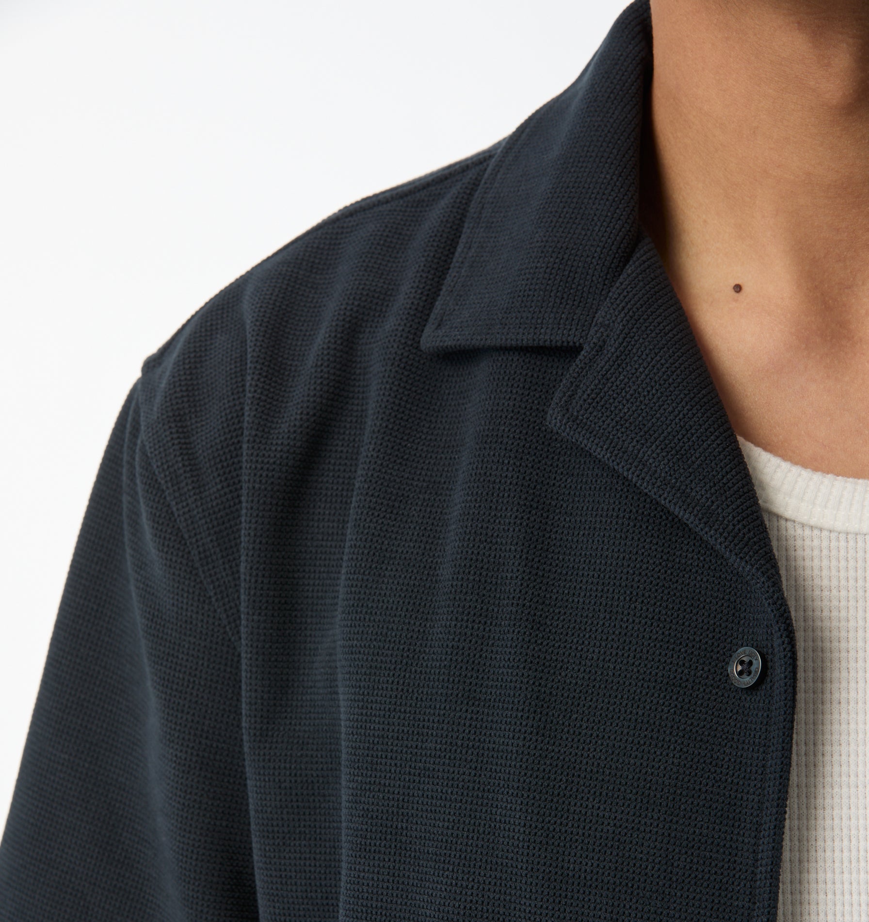 Waffle Box Cuban Collar SS Shirt - Dark Indigo