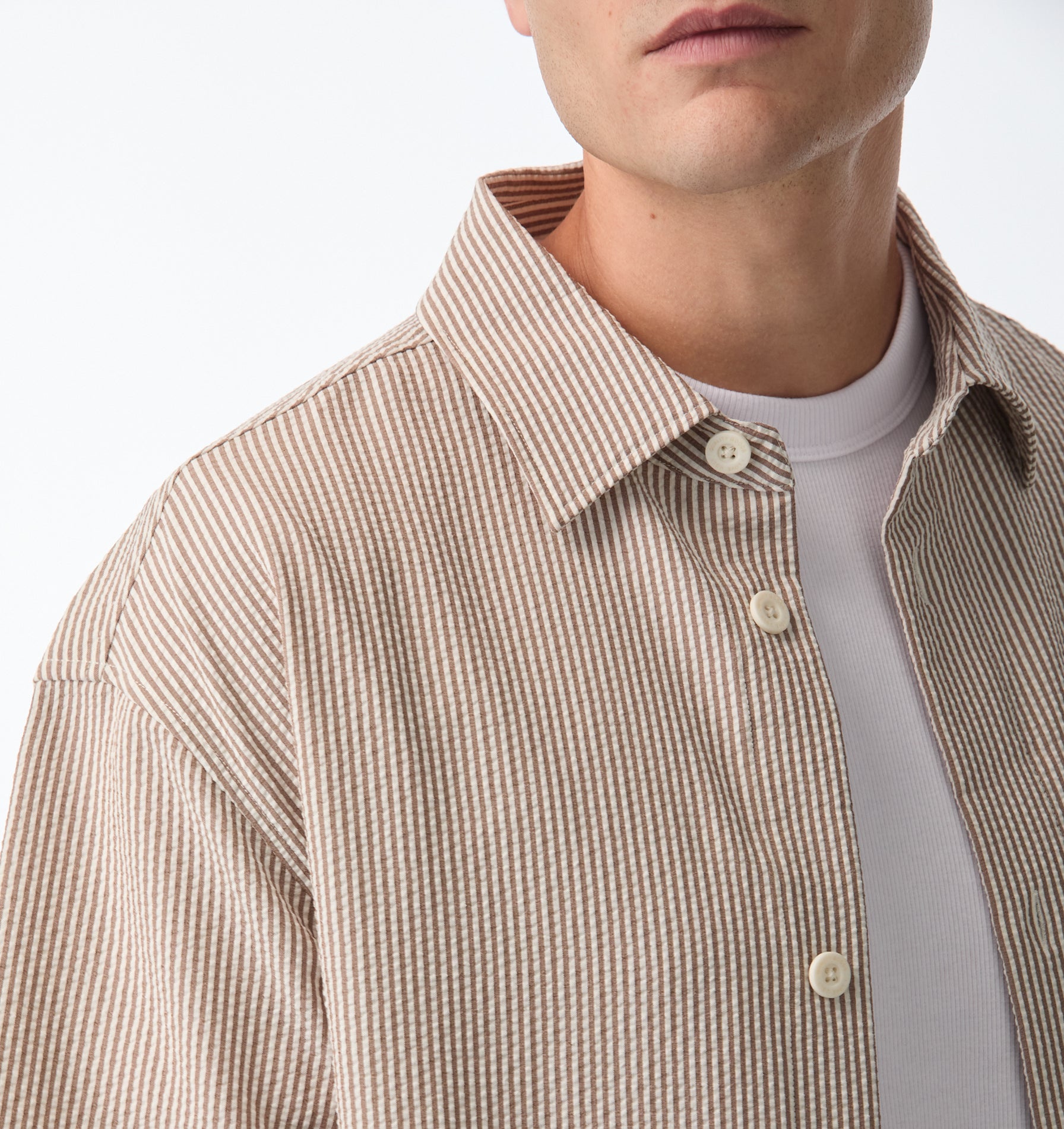 Dawson Boxy SS Shirt - Brown Stripe