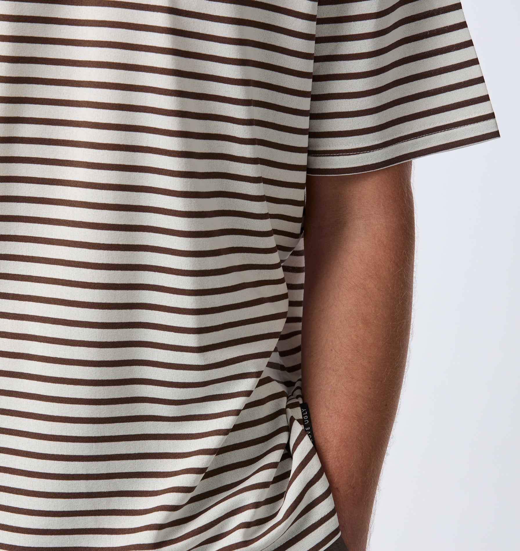 Uniform Paper Tee - Off White/ Brown Stripe