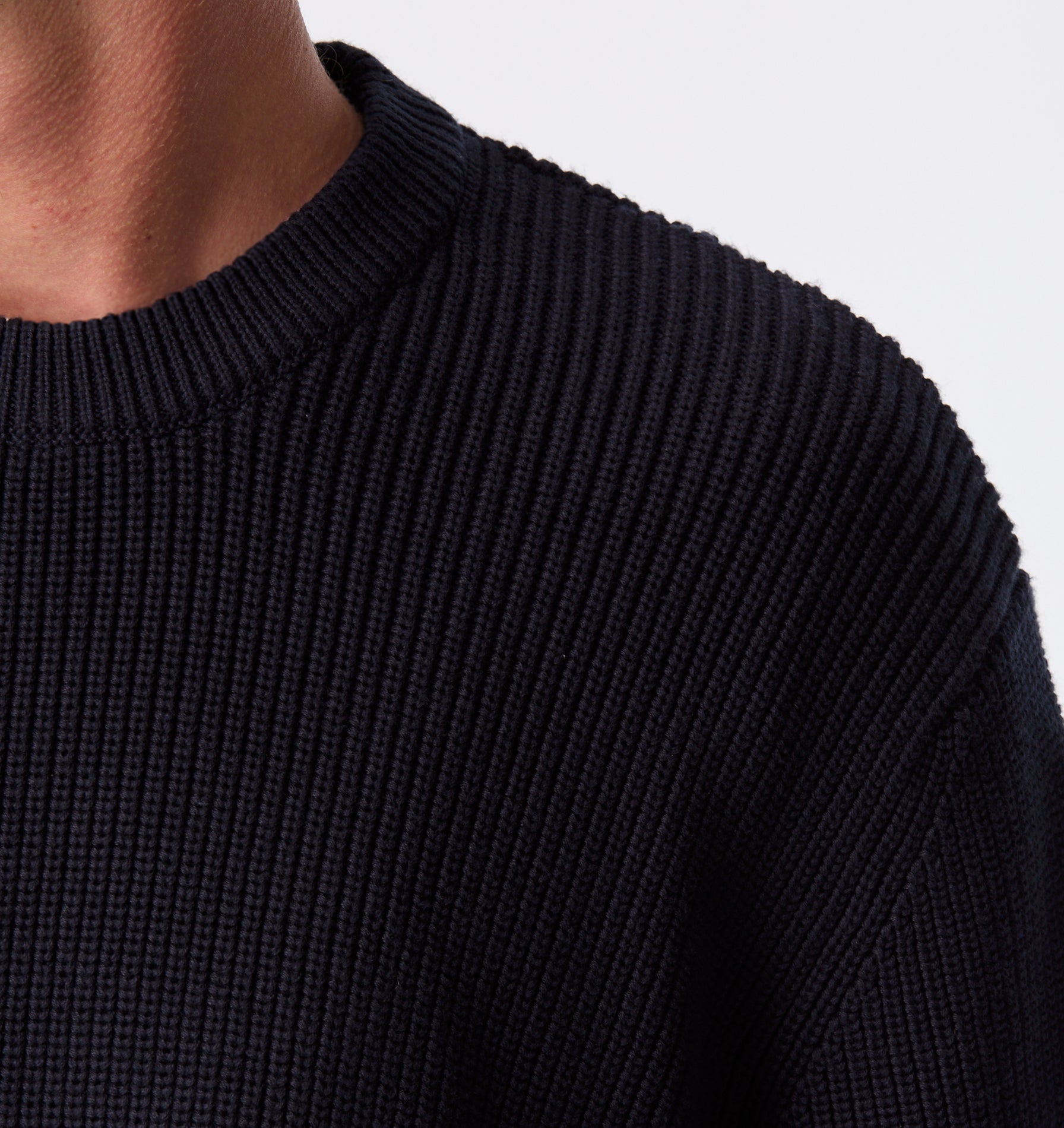 Cropped Knit Sweater - Navy