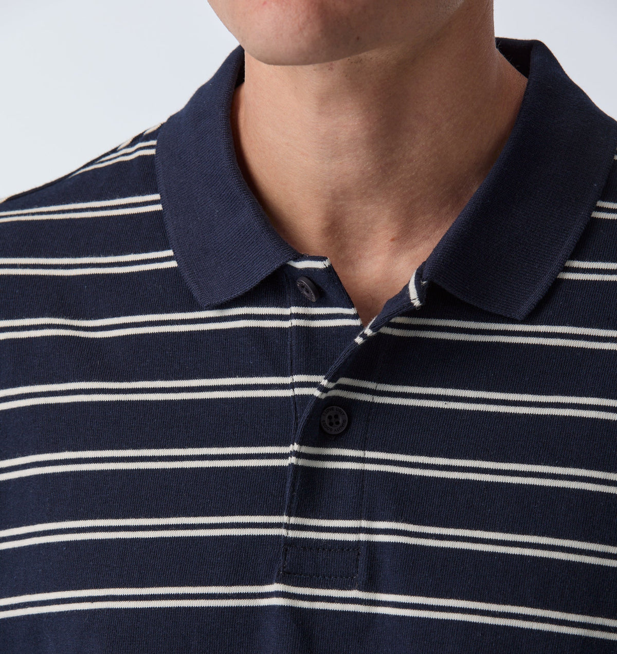 Polo SS Shirt - Navy / Off White Stripe