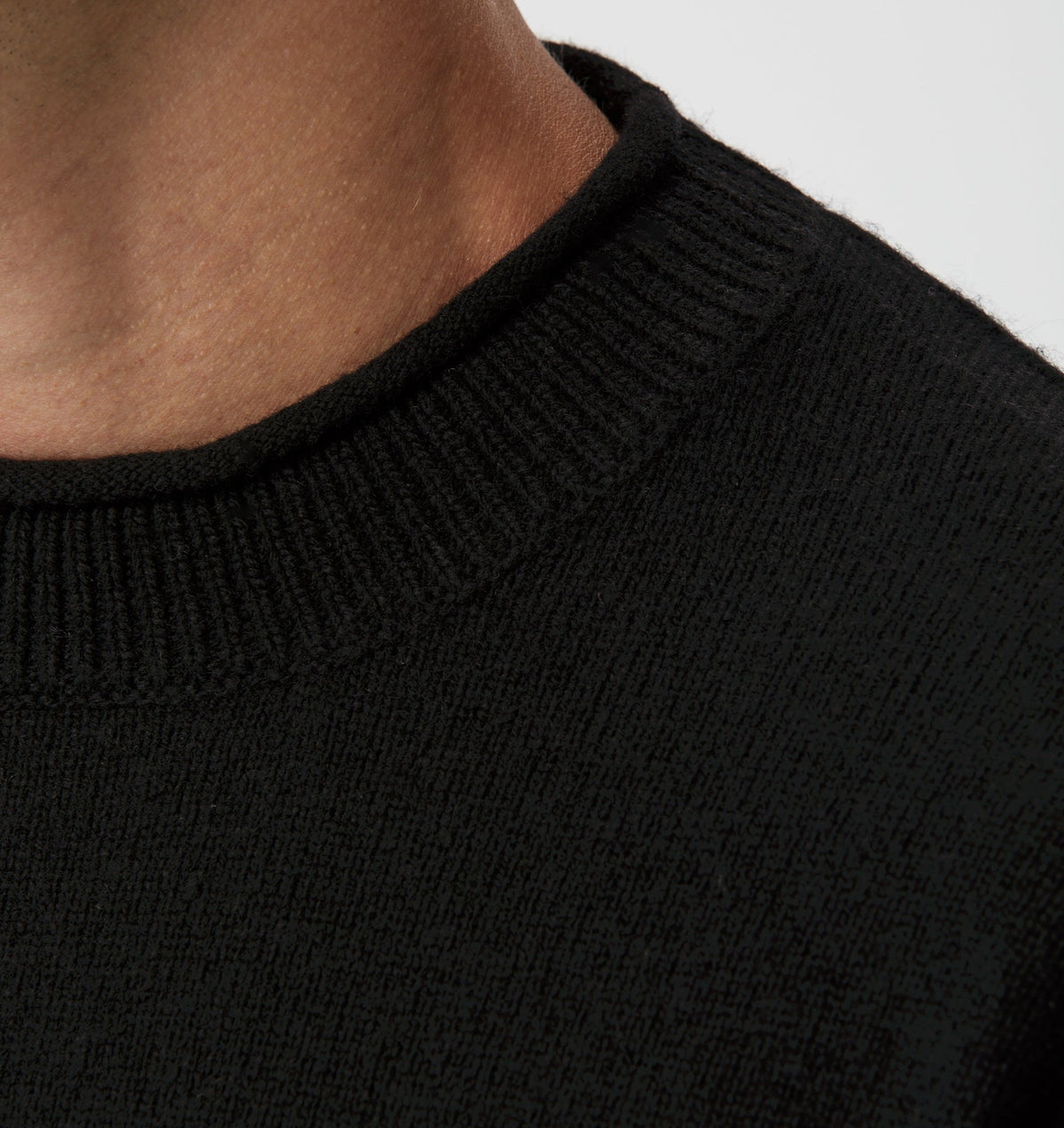 Rolled Neck Knit Sweater - Black