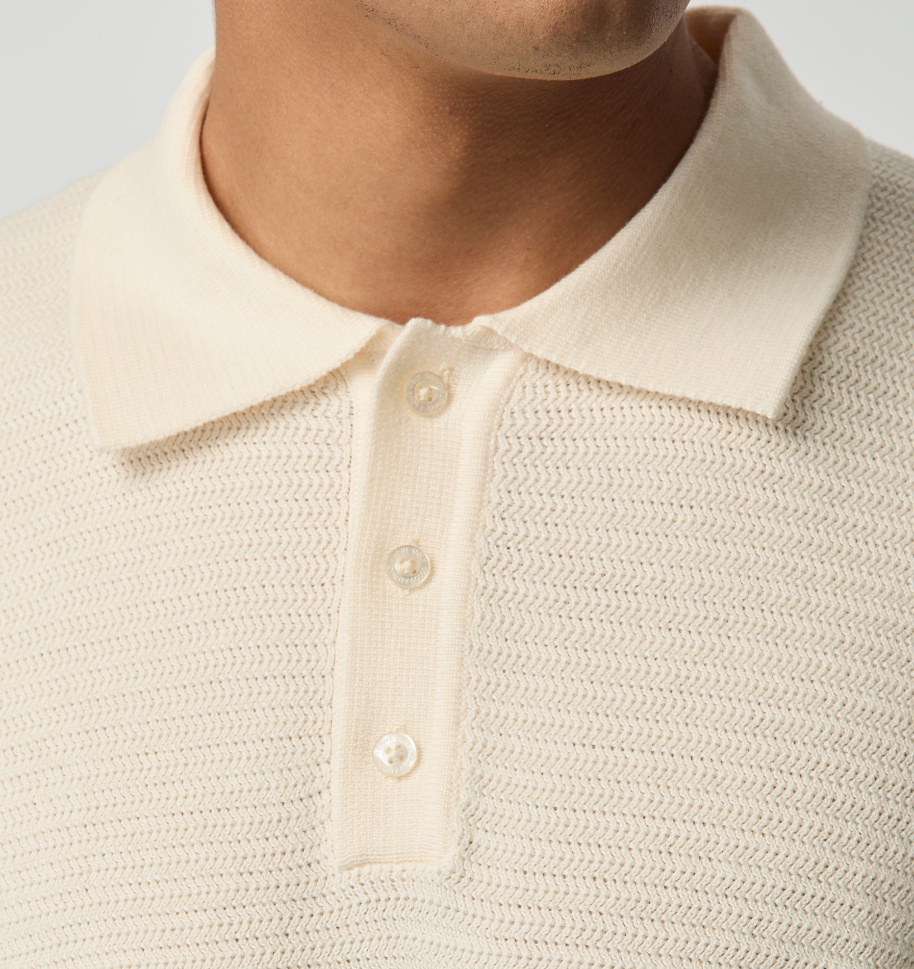 Ronan SS Knit Polo - Off White