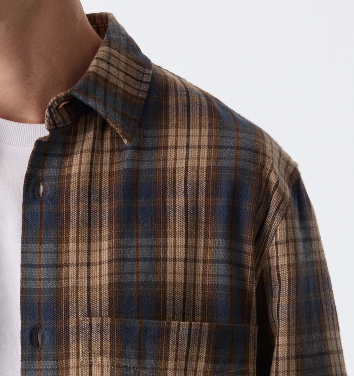 Flannel Shirt - Brown/Blue Check