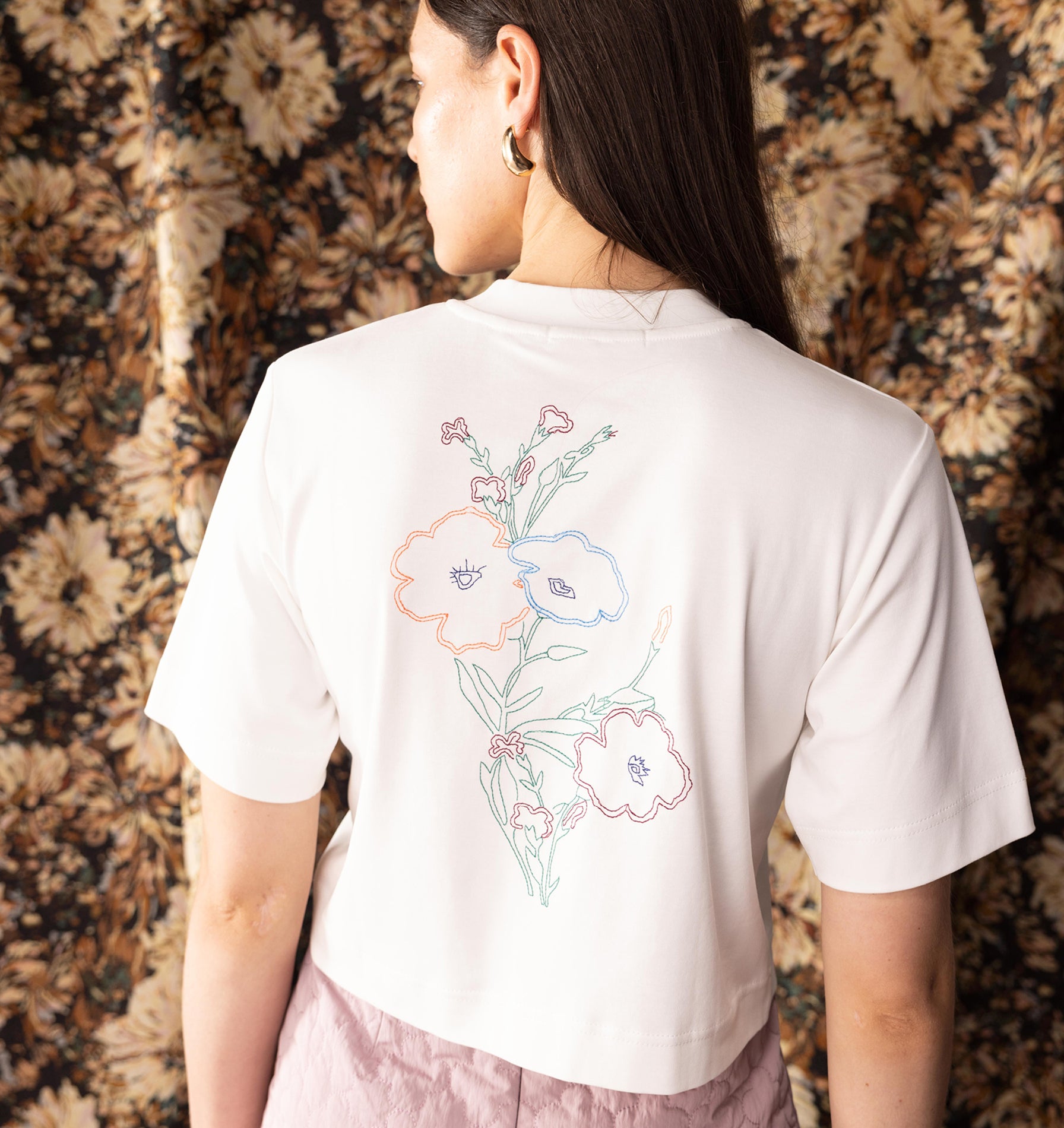 In-Bloom Embroidery Tee - White