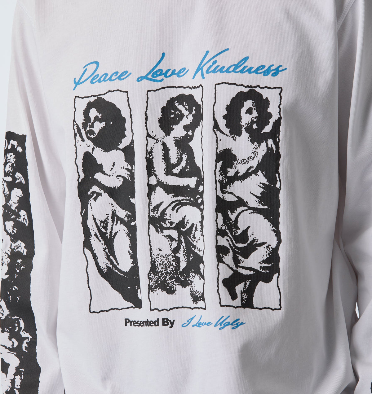 Peace Love Kindness Crop Box LS Tee - White