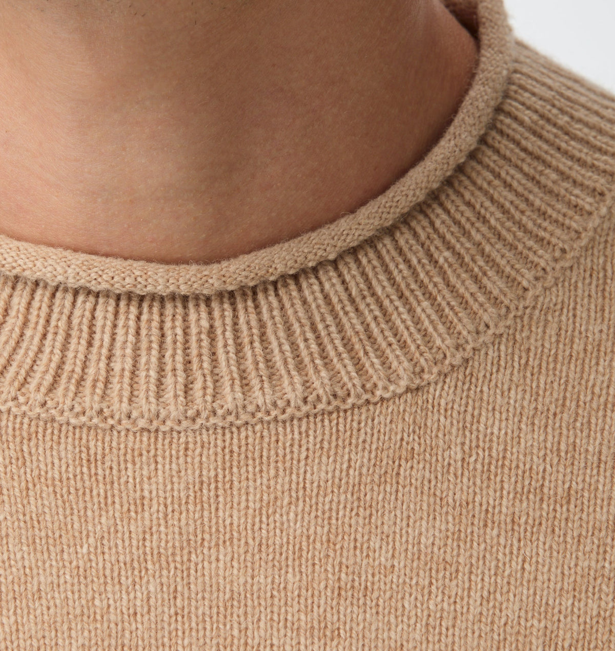 Rolled Neck Knit Sweater - Oatmeal