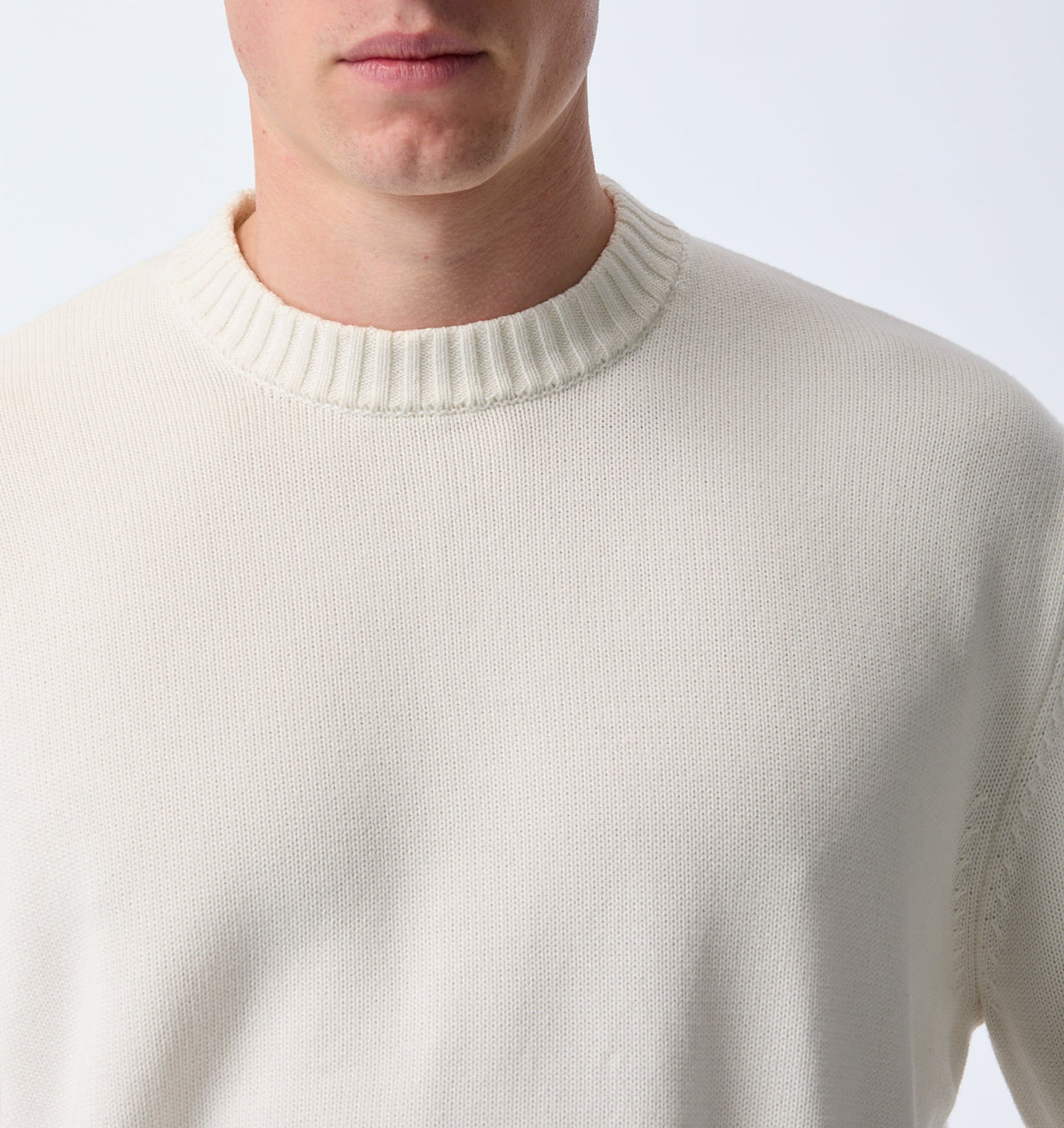 Midweight Crop Knit Sweater - Off White