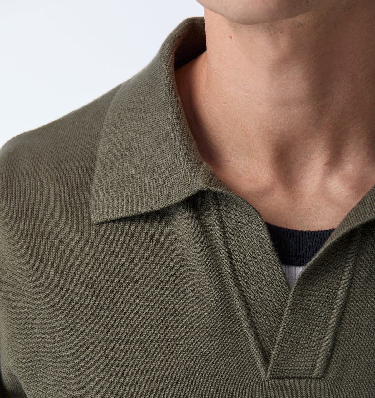 Knit LS Polo - Olive