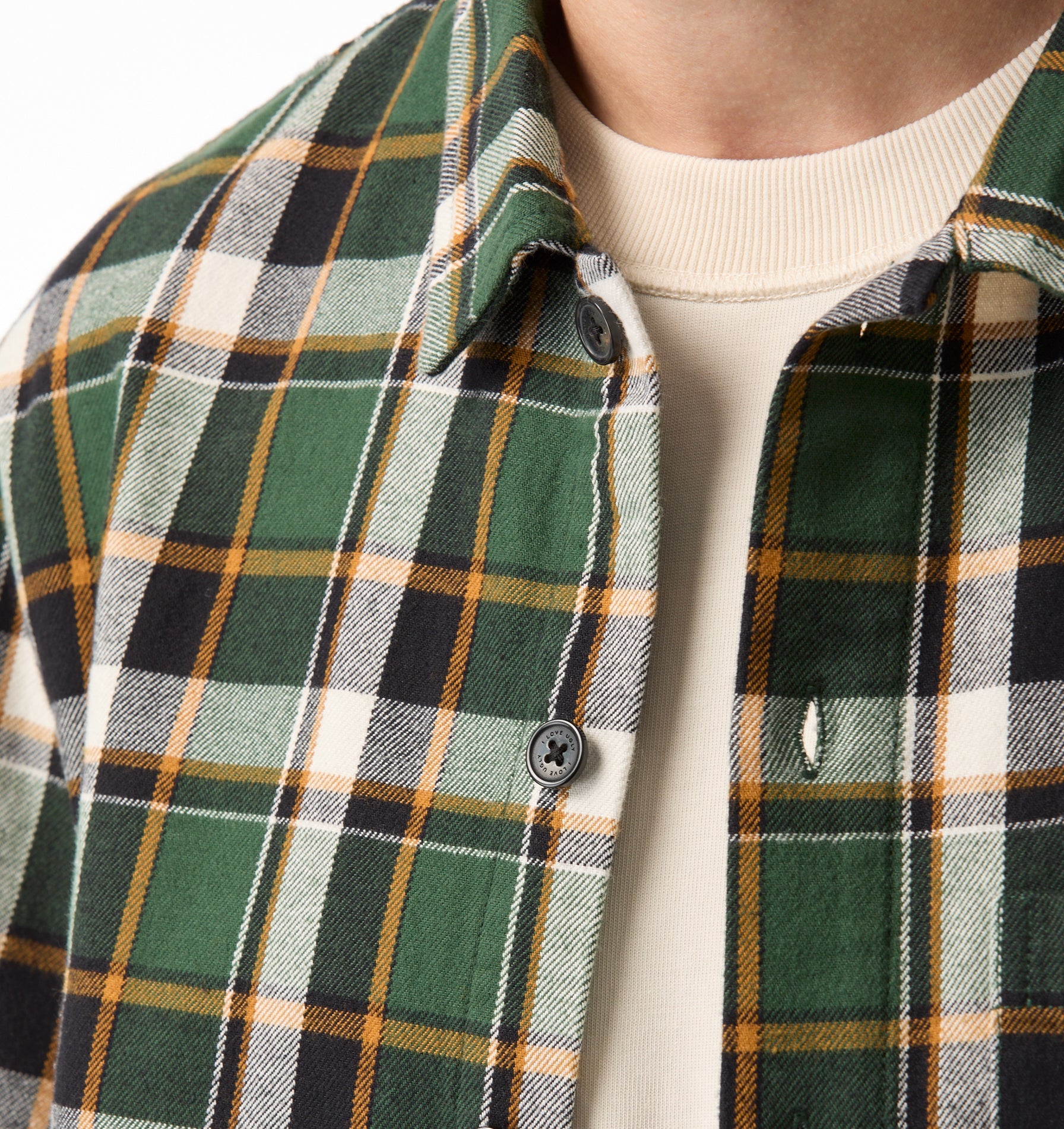Raw Hem Check Overshirt - Forest Green/Yellow