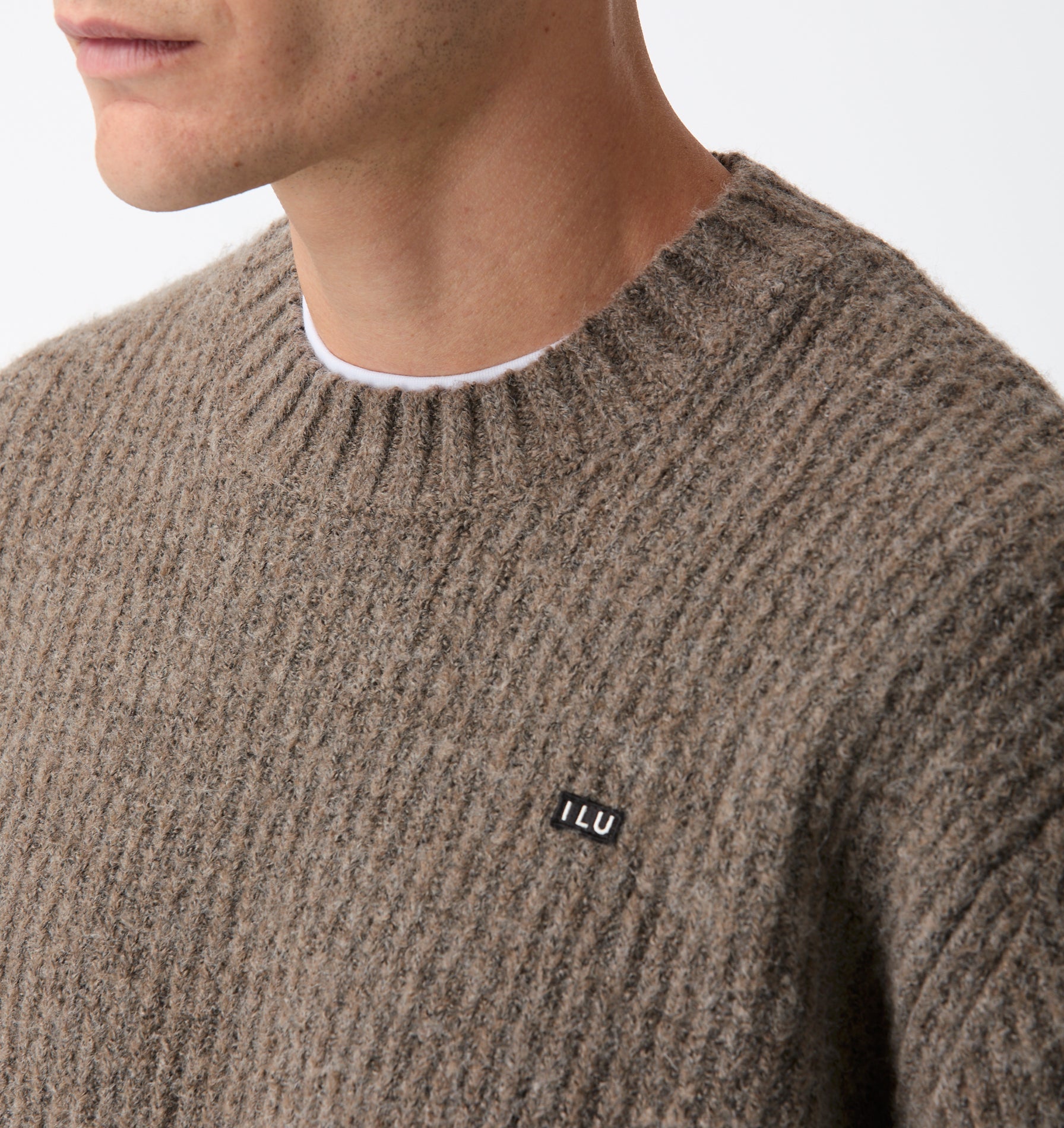 Wool Crop Knit Sweater - Mushroom