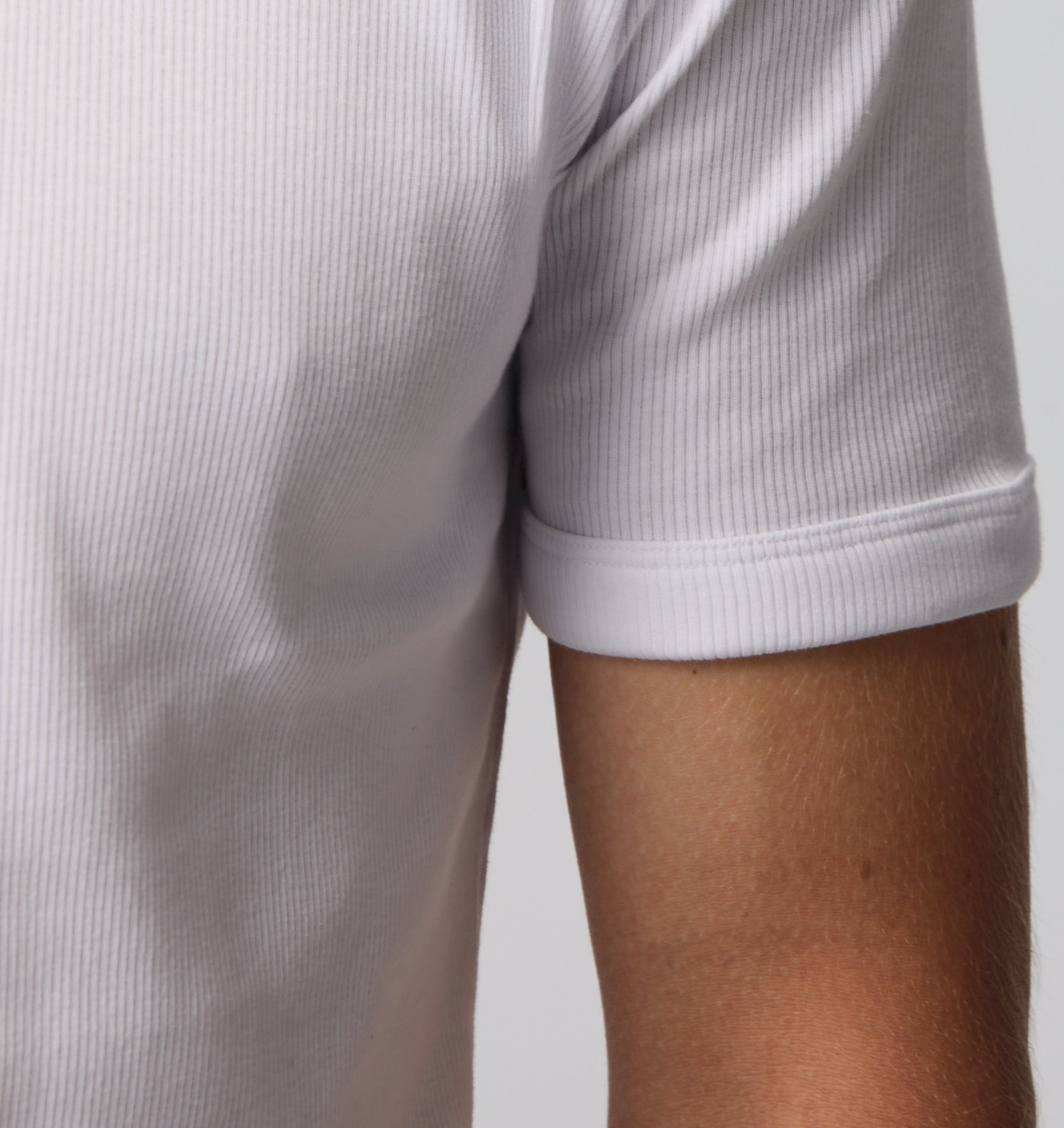 Ribbed Slim Tee - White