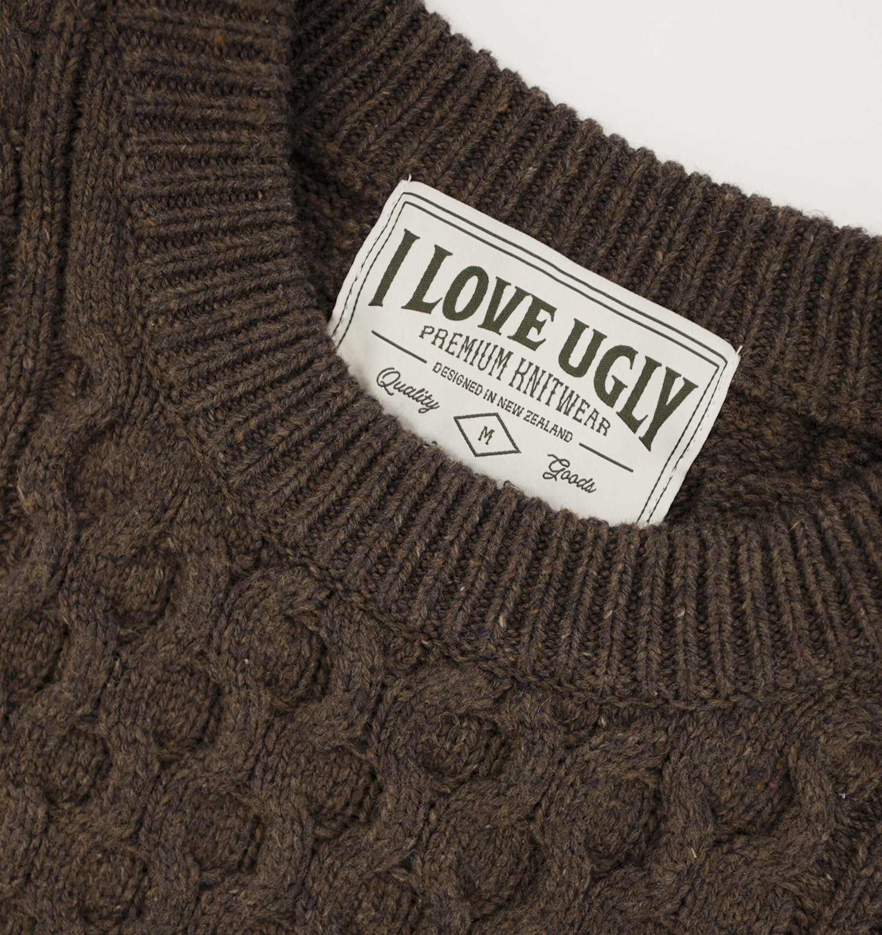 Cable Crop Knit Sweater - Brown Fleck